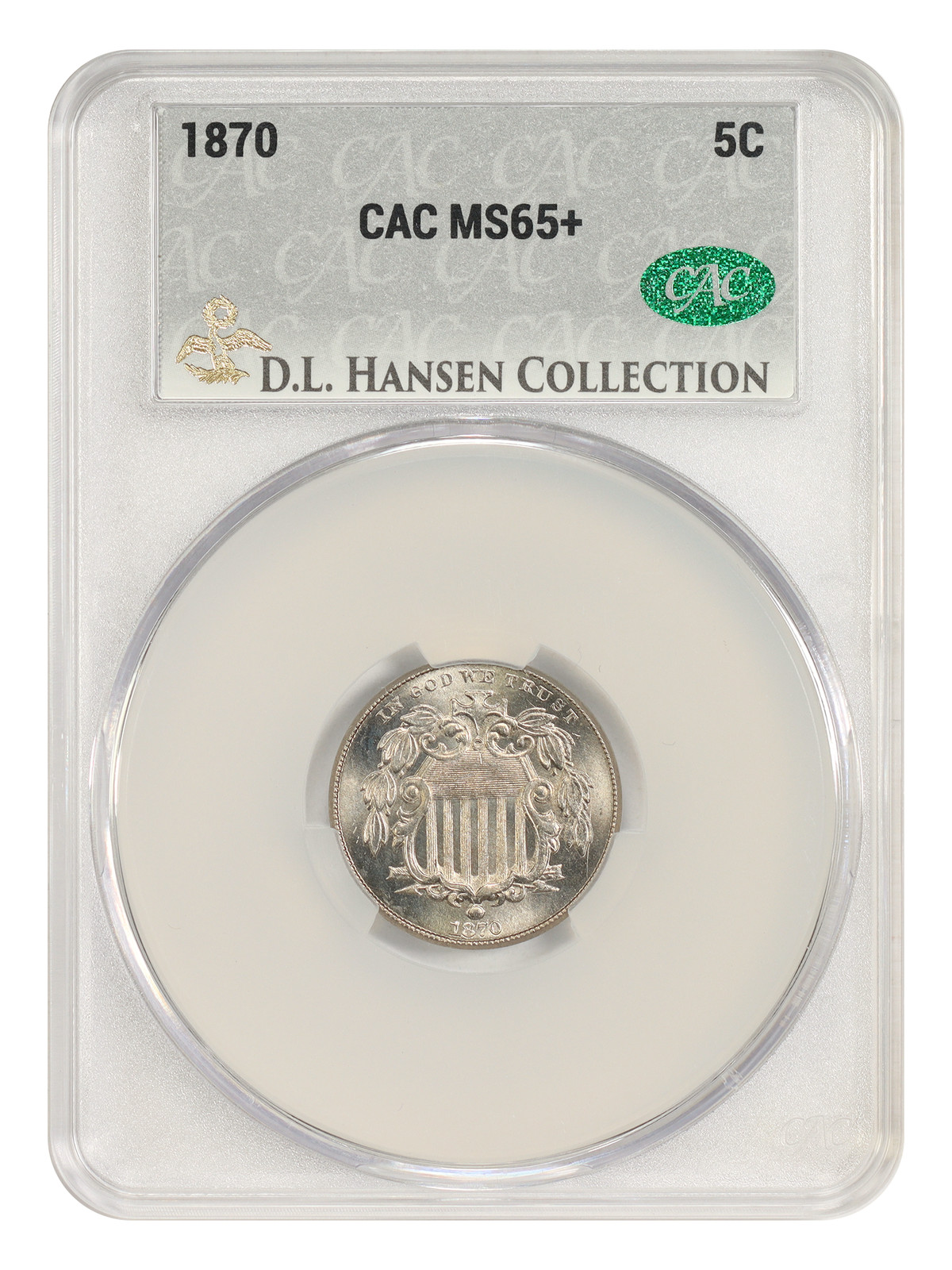 1870 5C CACG MS65+ ex: D.L. Hansen - Shield Nickel - Better Date 1870 5C CACG MS65+ ex: D.L. Hansen - Shield Nickel - Better Date