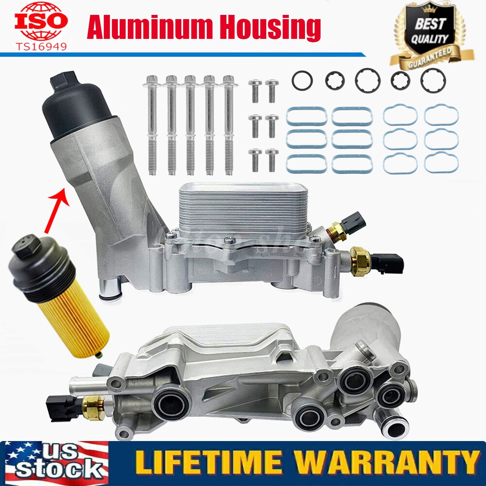 Aluminum Engine Oil Cooler Filter Housing For 11-16 Dodge Jeep Chrysler Ram 3.6L Aluminum Engine Oil Cooler Filter Housing For 11-16 Dodge Jeep Chrysler Ram 3.6L