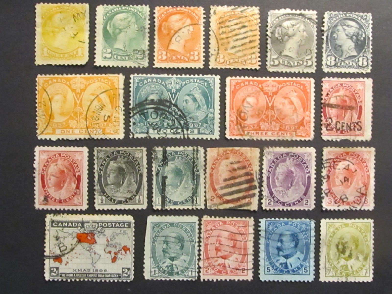 Early CANADA ... 21 all-different stamps ... from 1869 to 1903  ( lot #302 )