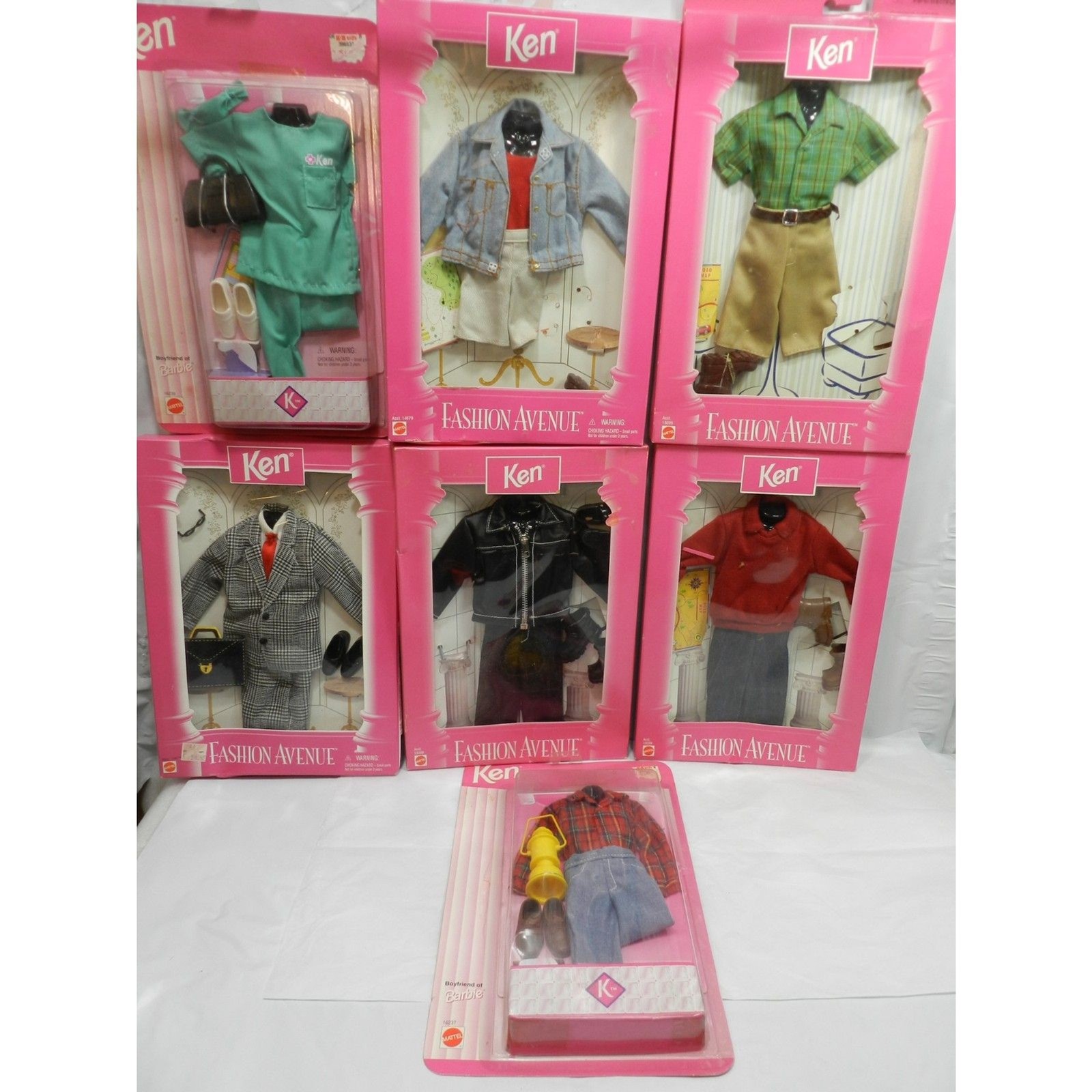 7 NIB Vintage Ken Doll Outfits Fashion Avenue 1998 Assorted Styles (T81K) 7 NIB Vintage Ken Doll Outfits Fashion Avenue 1998 Assorted Styles (T81K)
