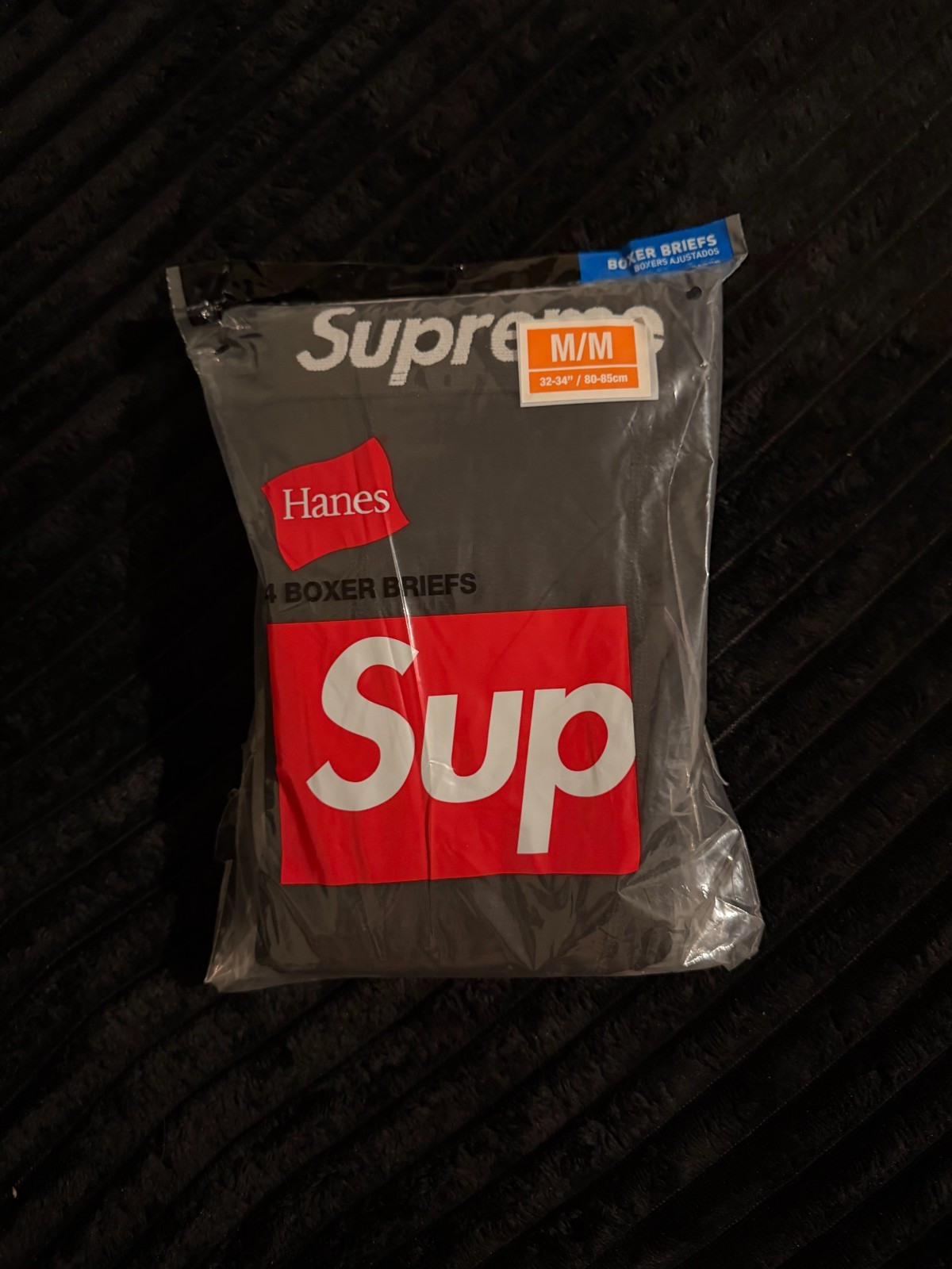 Supreme X Hanes Boxer Briefs - Black, Pack of 4, Size S-XL Supreme X Hanes Boxer Briefs - Black, Pack of 4, Size S-XL