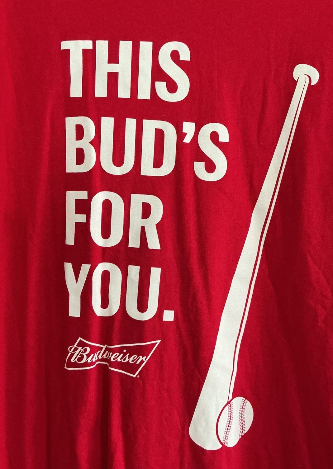 Vintage Budweiser This Buds For You Baseball T-Shirt Red Hanes Large NWOT Vintage Budweiser This Buds For You Baseball T-Shirt Red Hanes Large NWOT