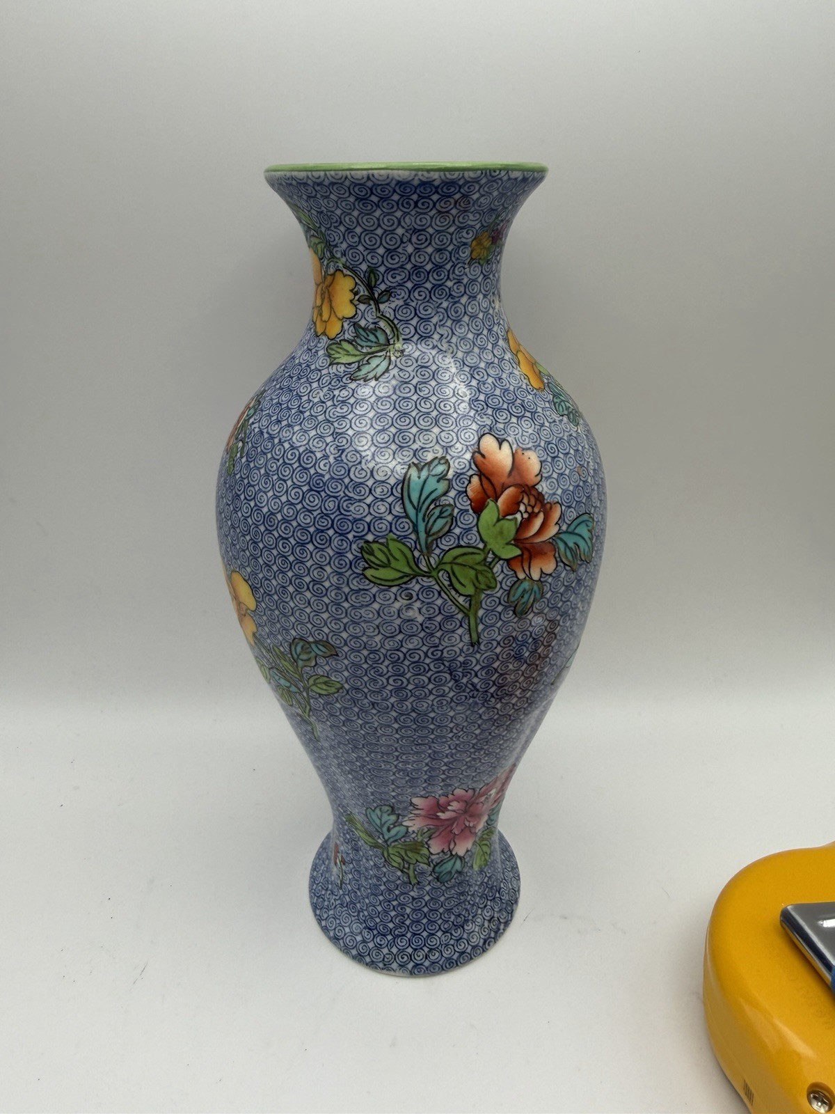 Wedgwood Hand-Painted Porcelain Baluster Vase in Cloisonné Pattern 9.25”