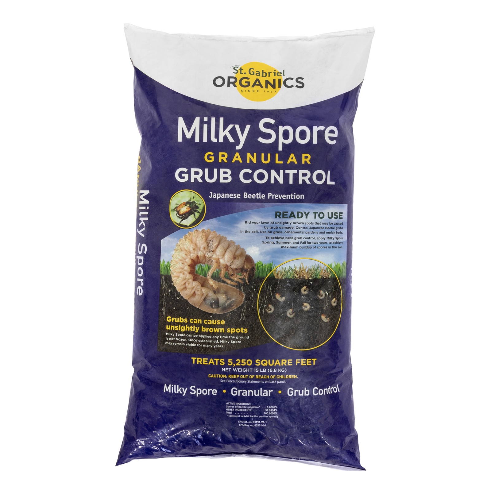St. Gabriel Organics Milky Spore Japanese Beetle Grub Killer Granules, 15lbs