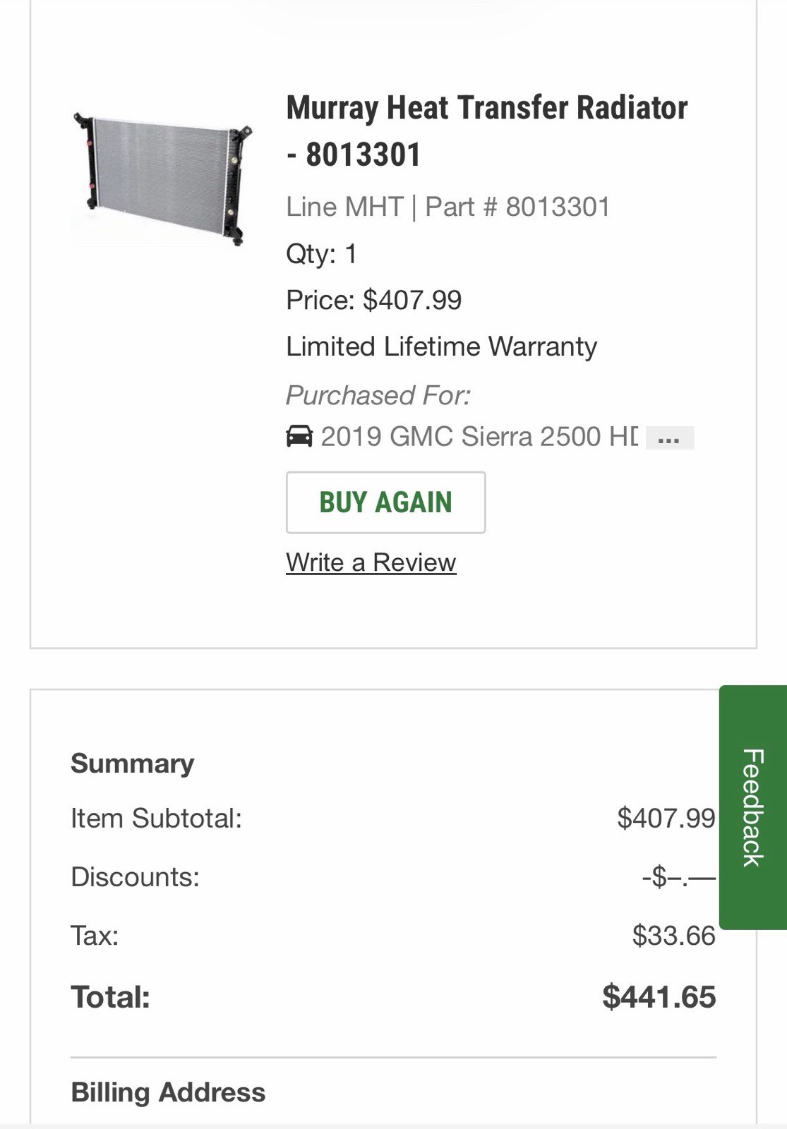 Brand New Never Installed Radiator Brand New Never Installed Radiator