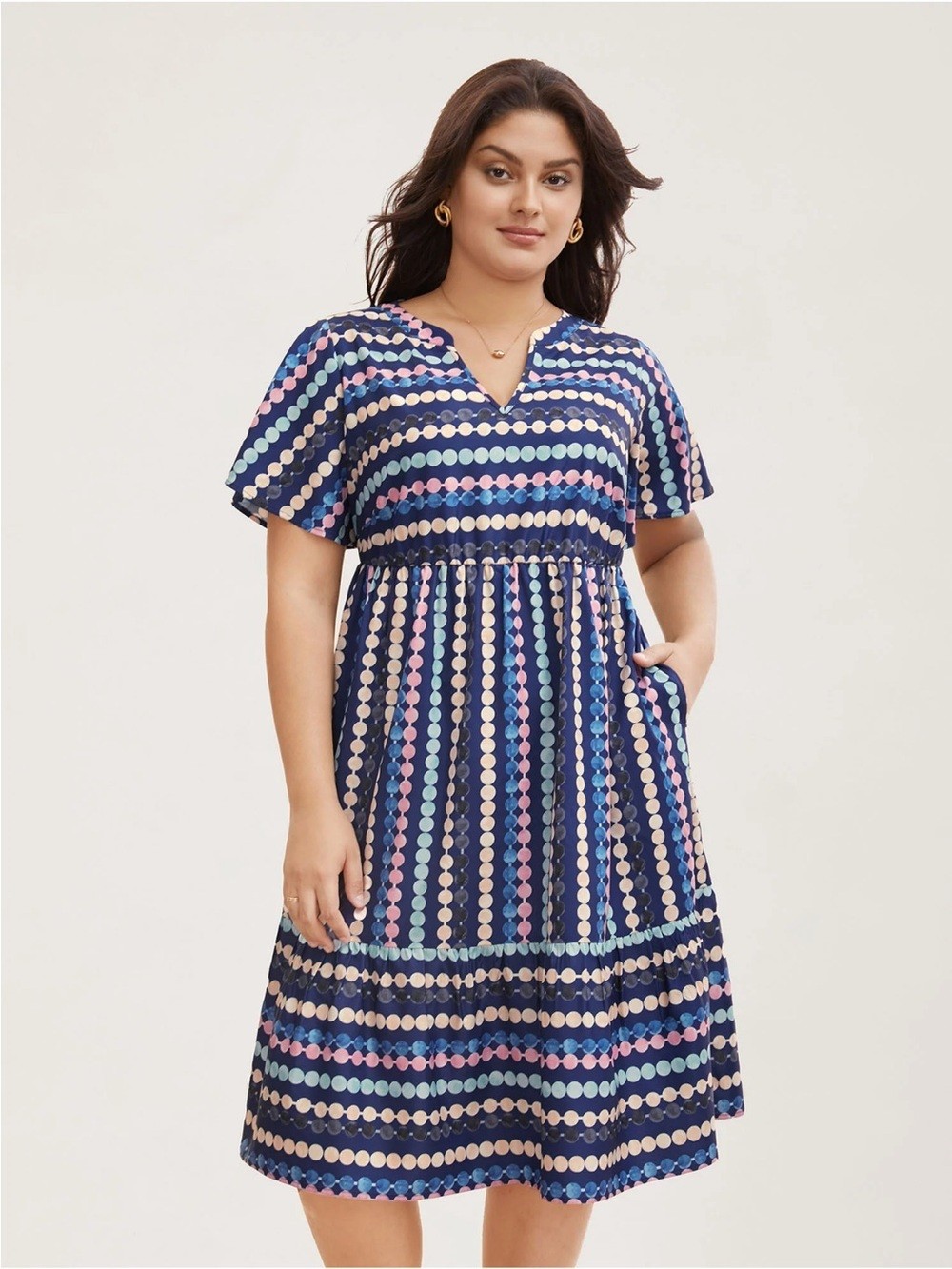 NWT BloomChic Dot Print Elastic Waist Split Neck Mini Dress in Indigo $35.90 NWT BloomChic Dot Print Elastic Waist Split Neck Mini Dress in Indigo $35.90