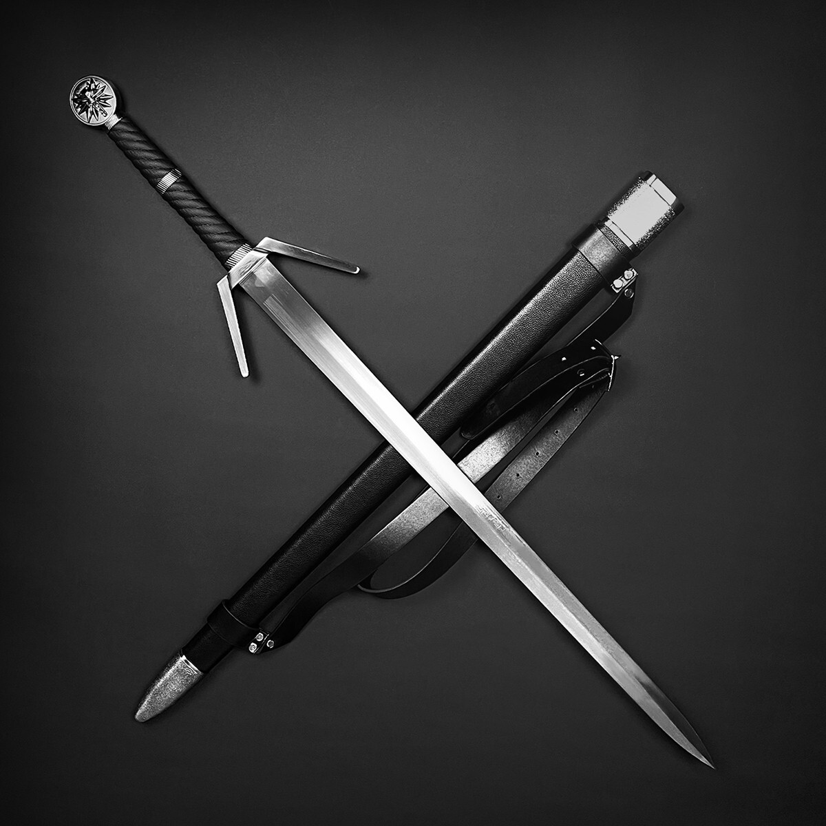 Otakumod One Hand Silver Sword Medieval Knight Sword w/Scabbard for Collections