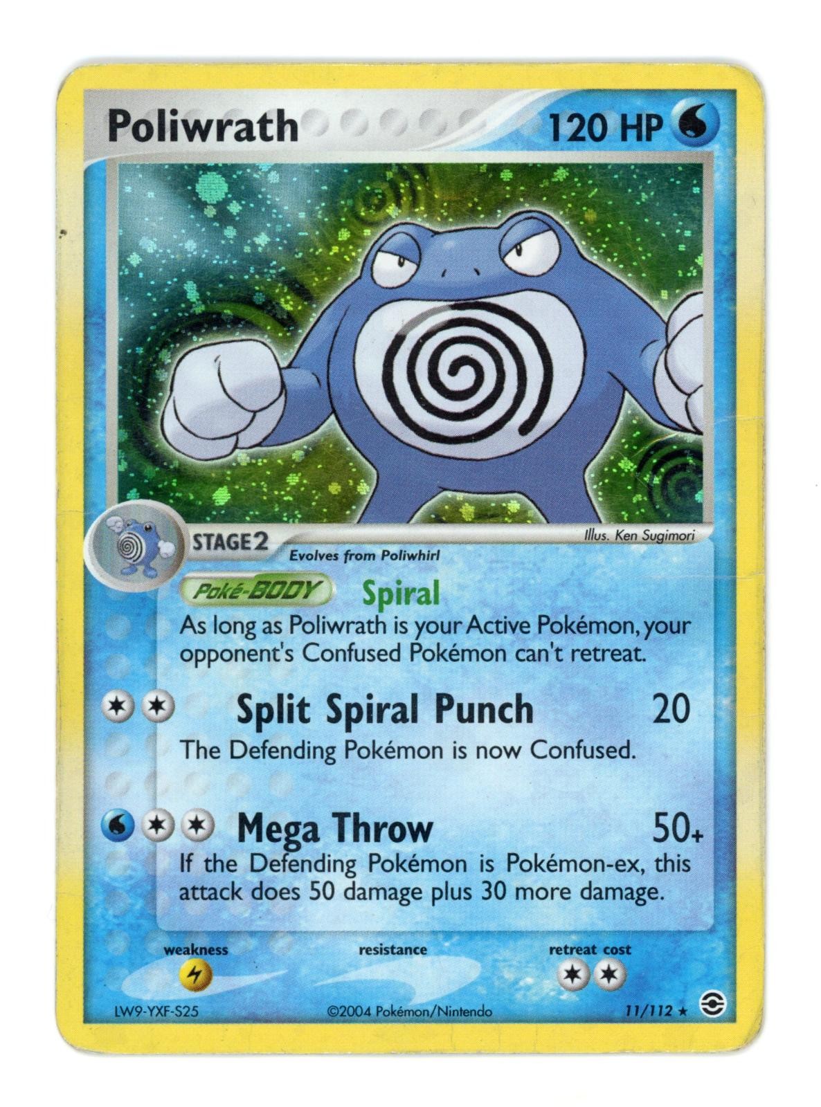 Poliwrath 11/112 Holo Rare FireRed & LeafGreen Pokemon Damaged Poliwrath 11/112 Holo Rare FireRed & LeafGreen Pokemon Damaged