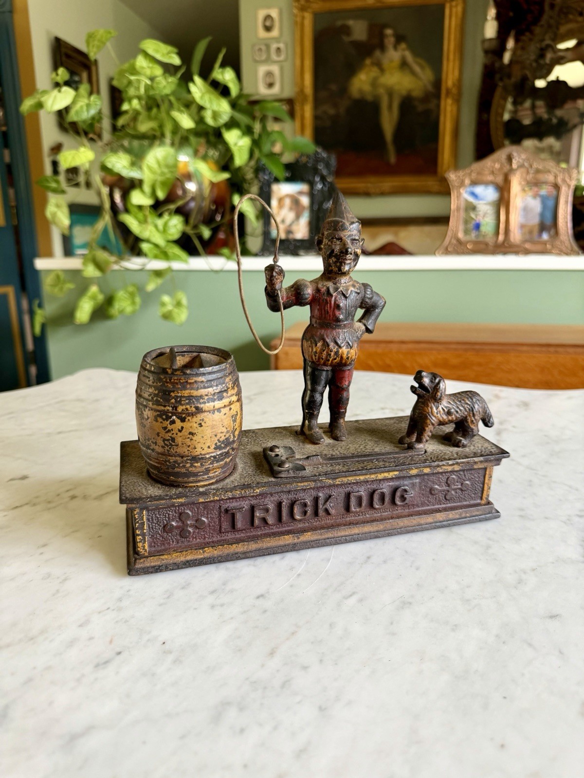 19th Century Cast Iron Trick Dog Bank 19th Century Cast Iron Trick Dog Bank