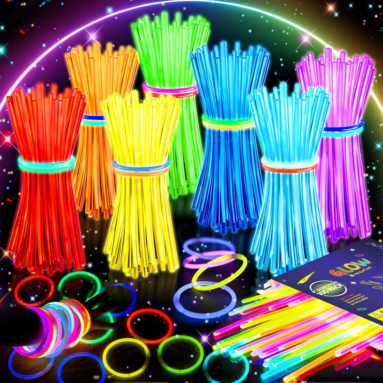 HONLYNE 100 Pack Glow Sticks Party Favors Bulk, 8\ HONLYNE 100 Pack Glow Sticks Party Favors Bulk, 8\