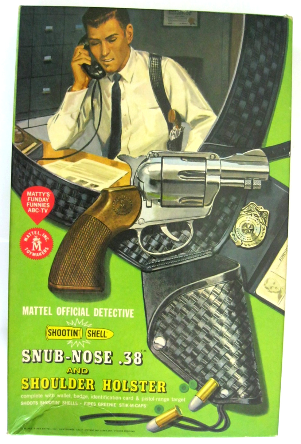 Mattel Shootin\' Shell Snub Nose .38 Private Detective Cap Gun Set w/Original Box