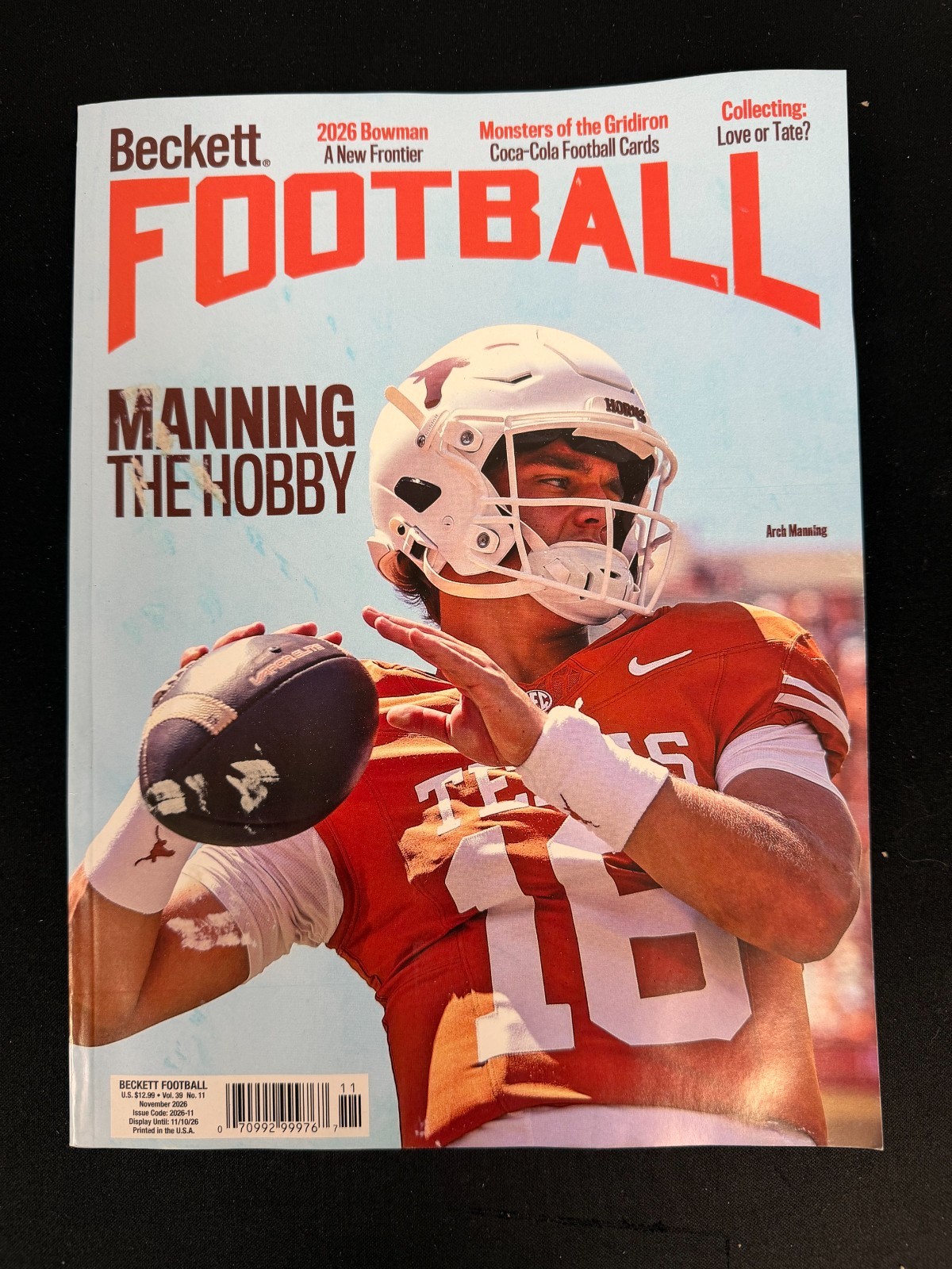 New November 2026 Beckett Football Card Price Guide Magazine With Arch Manning