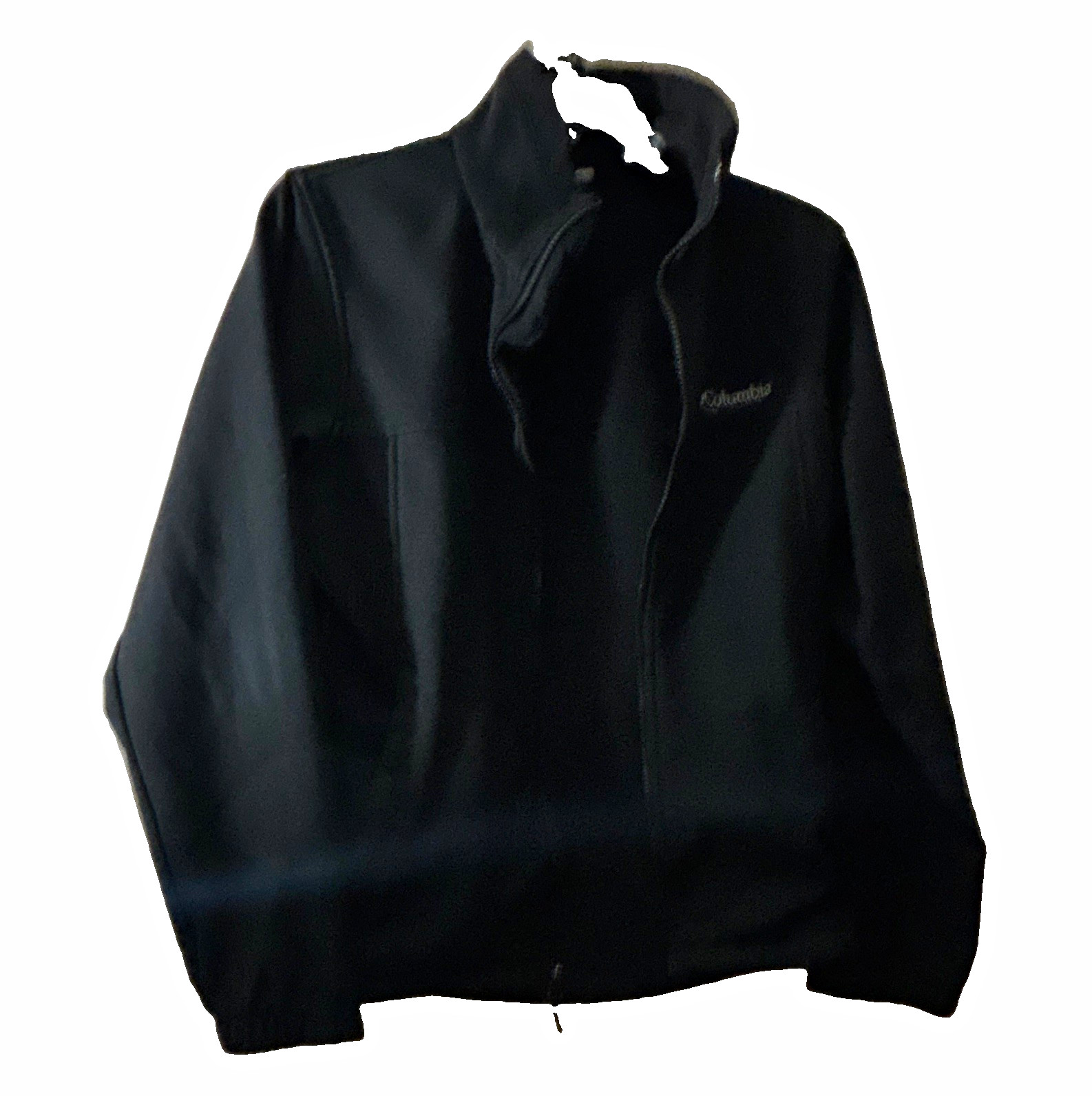 Columbia Men\'s XS Black Cotton Full-Zip Jacket Stand-Up Collar Logo Short