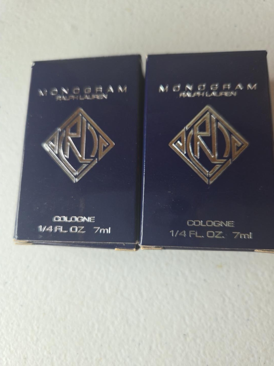 2 Vintage Ralph Lauren Monogram Cologne 7ml Mini NOT FOR SALE Promo w Boxes