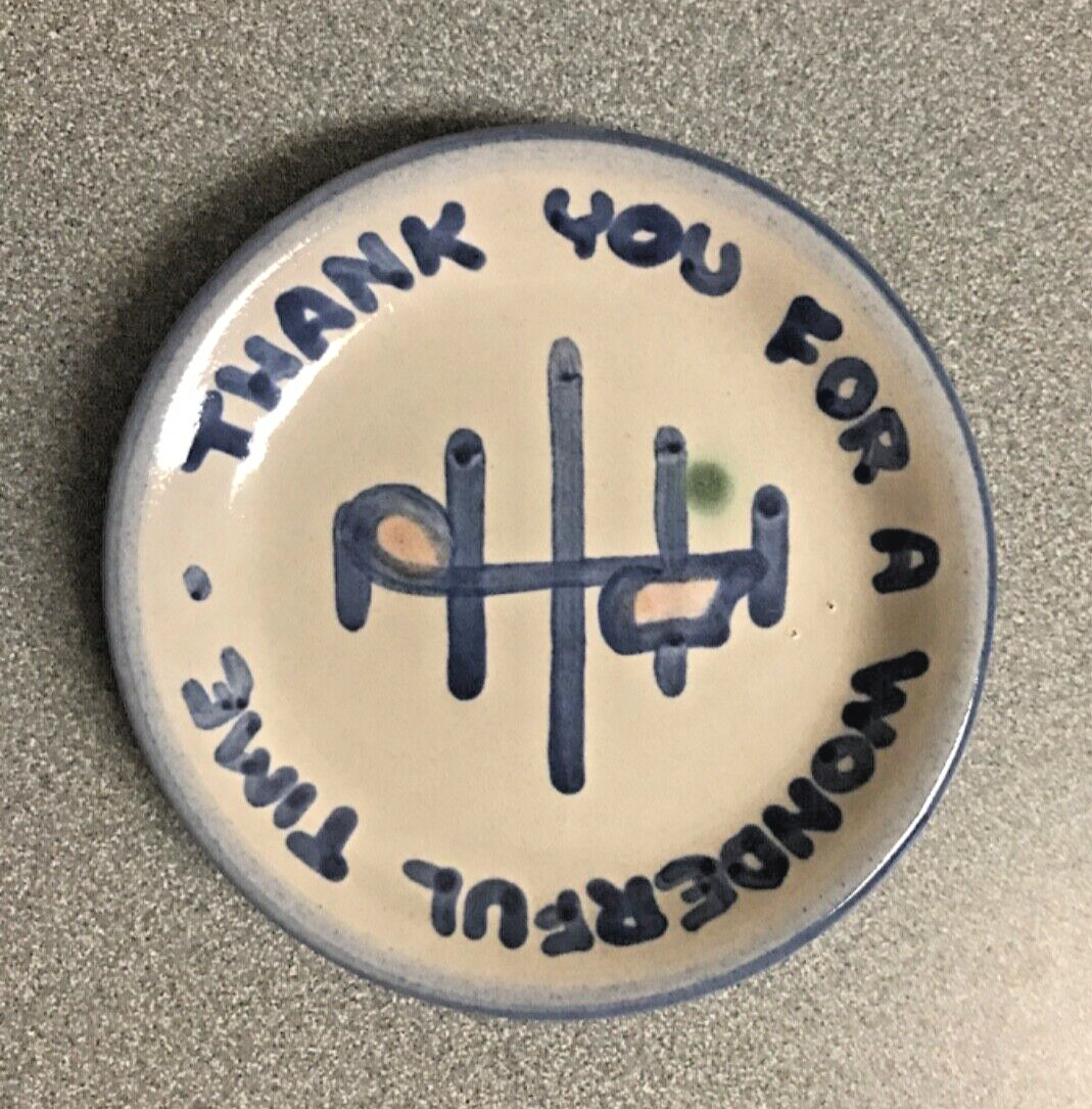 MA Hadley Pottery Trinket Dish/Coaster Mini Dish Thank you for a Wonderful Time