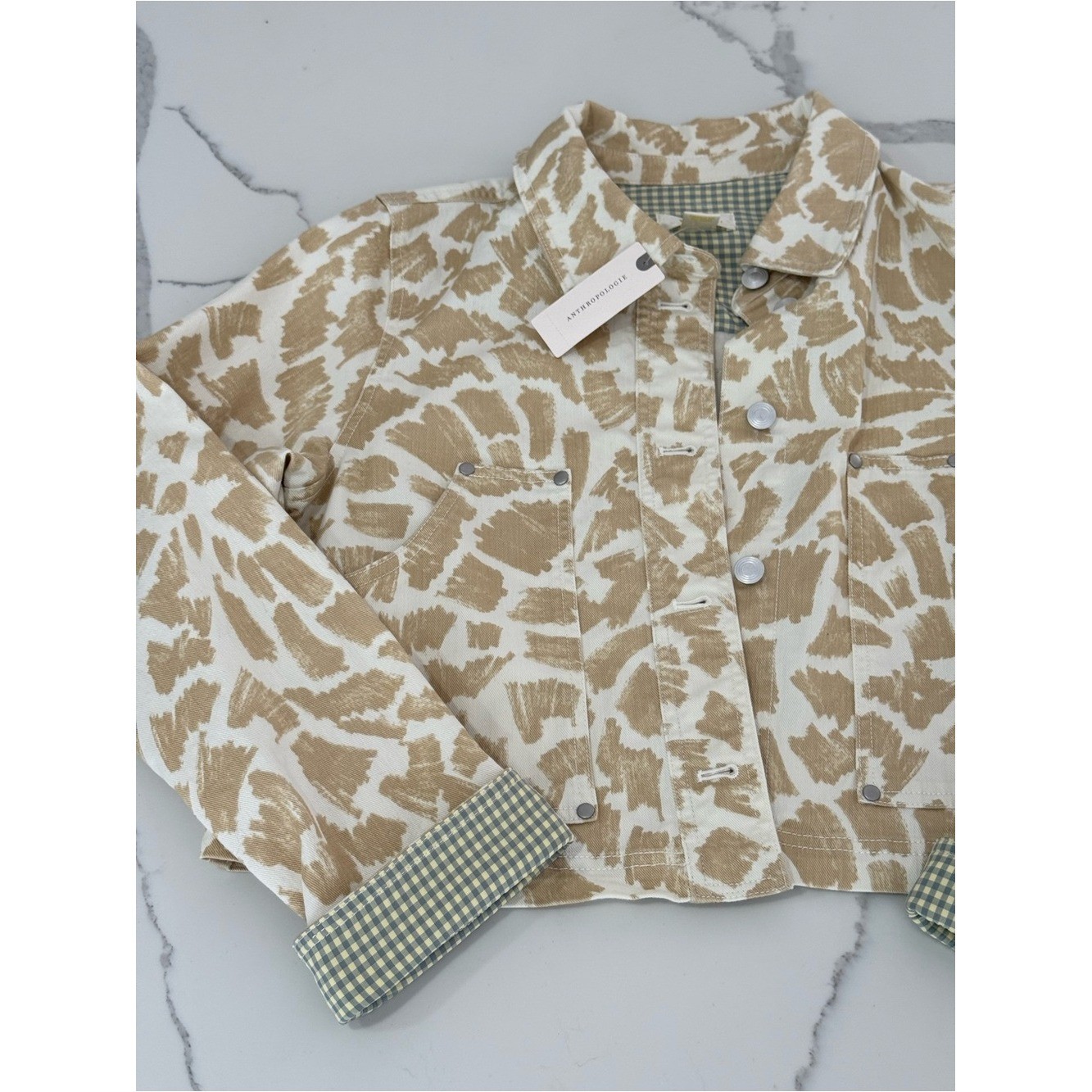 Anthropologie Maeve Gardener Denim Jacket Animal Print Sz M NWT Anthropologie Maeve Gardener Denim Jacket Animal Print Sz M NWT