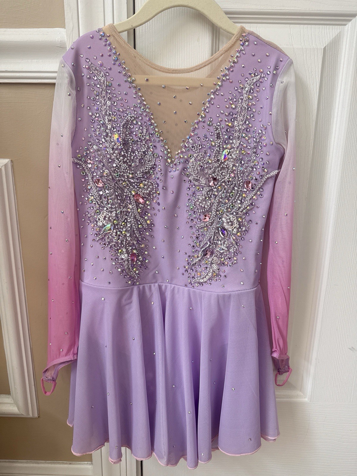 Purple Pink Ice Figure Skating Dress for Competition