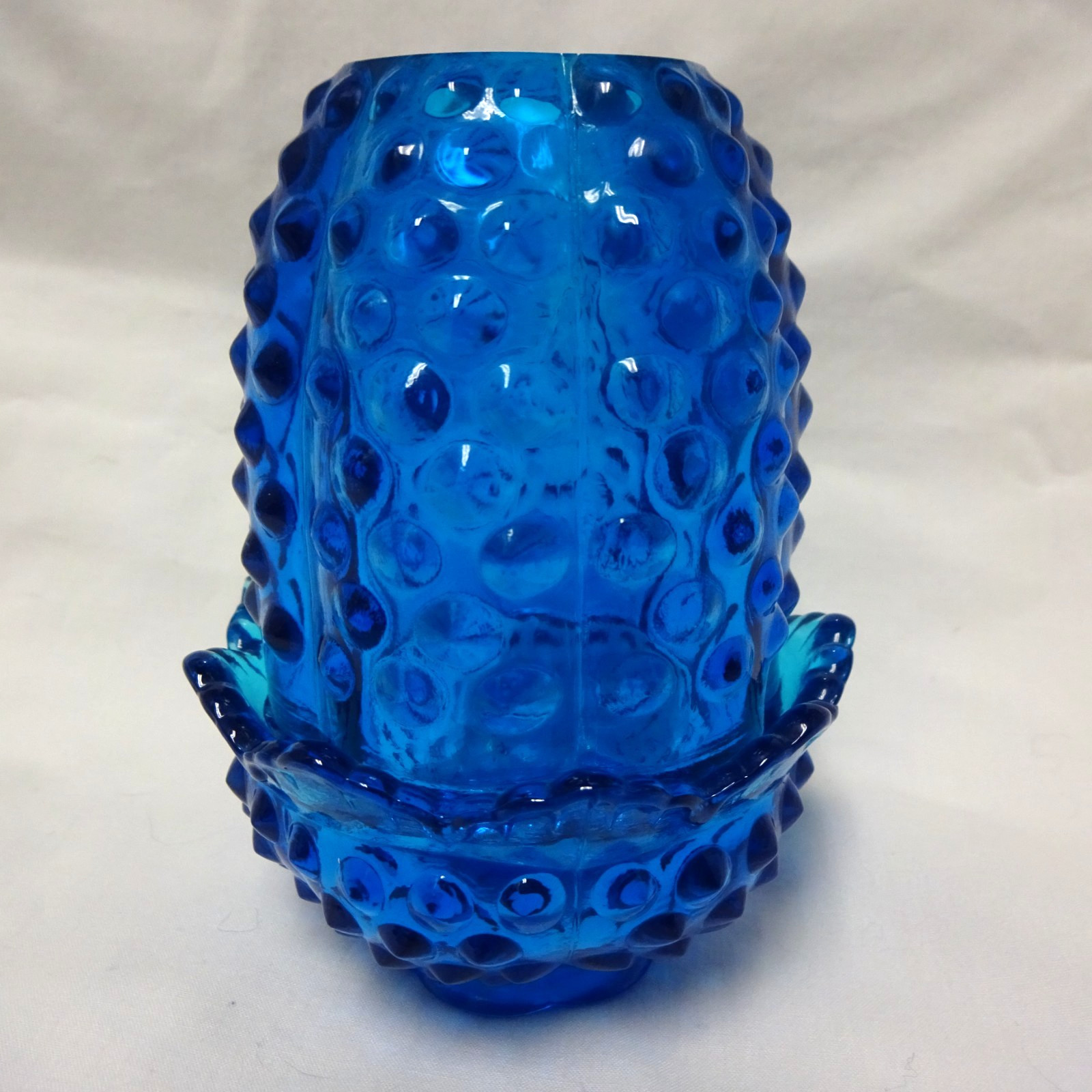 Vintage Fenton Art Glass Blue Hobnail Fairy Lamp Candle Holder 2-Piece Vintage Fenton Art Glass Blue Hobnail Fairy Lamp Candle Holder 2-Piece