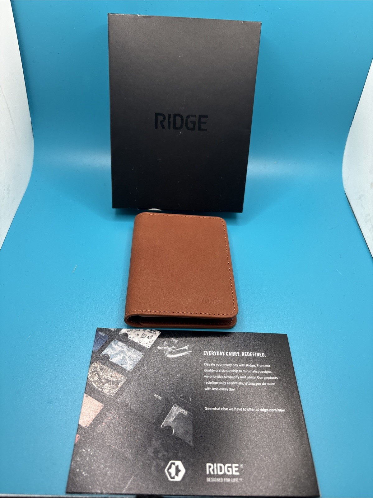 Ridge Bifold Leather Wallet Tobacco Brown Full Grain RFID New in Box