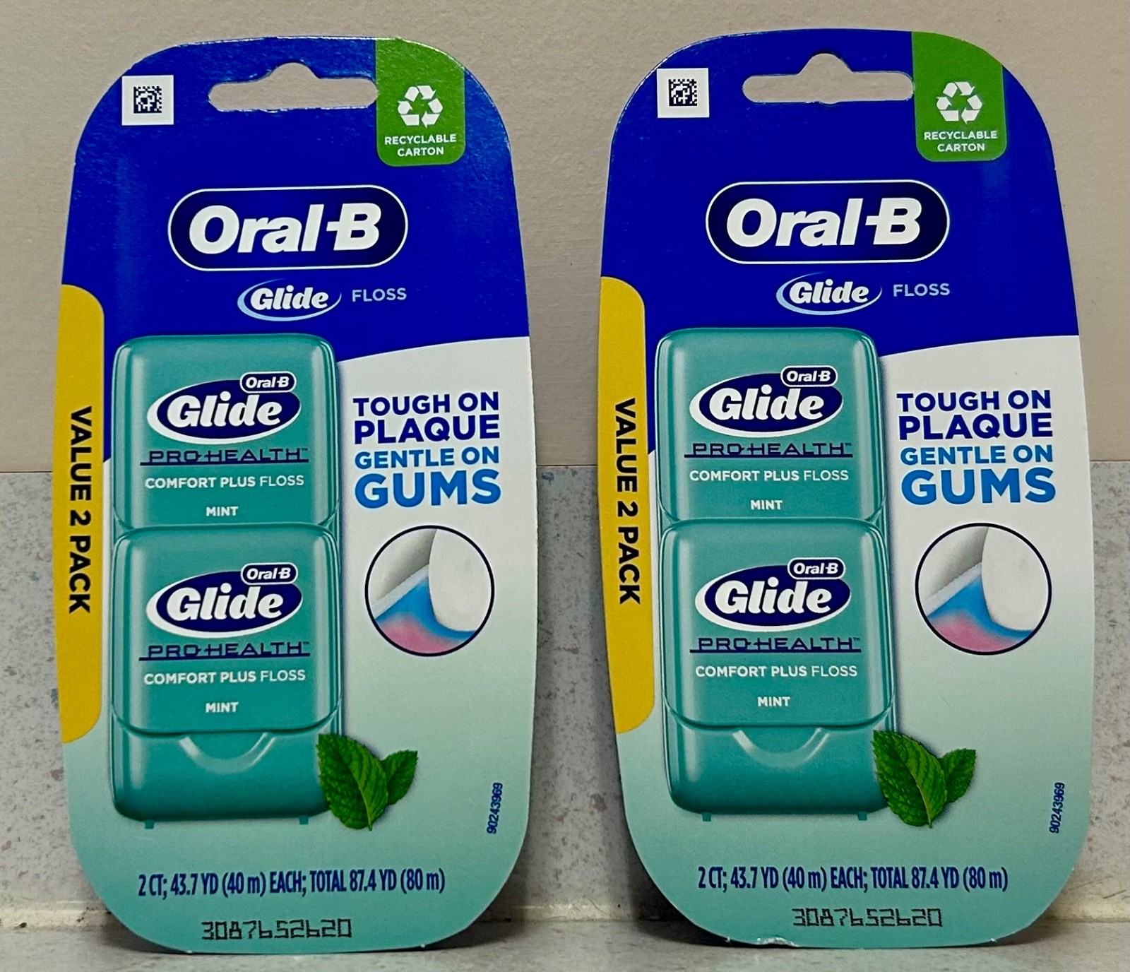 (2) 2 pack Oral B Glide Pro Health Comfort Plus Floss Mint 87.4 YD, ORIGINAL Old (2) 2 pack Oral B Glide Pro Health Comfort Plus Floss Mint 87.4 YD, ORIGINAL Old
