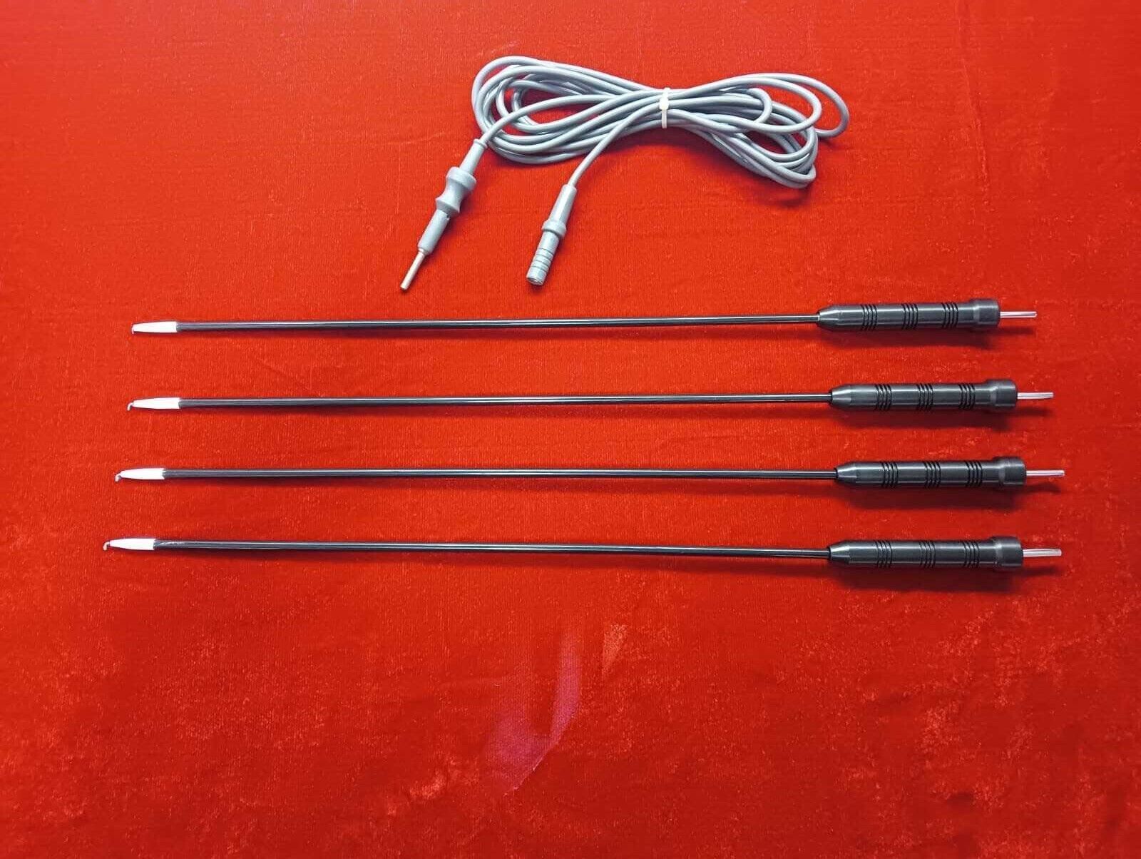 4pc - Laparoscopic Monopolar L-Hook 5mm & Monopolar Cable Reusable Instruments