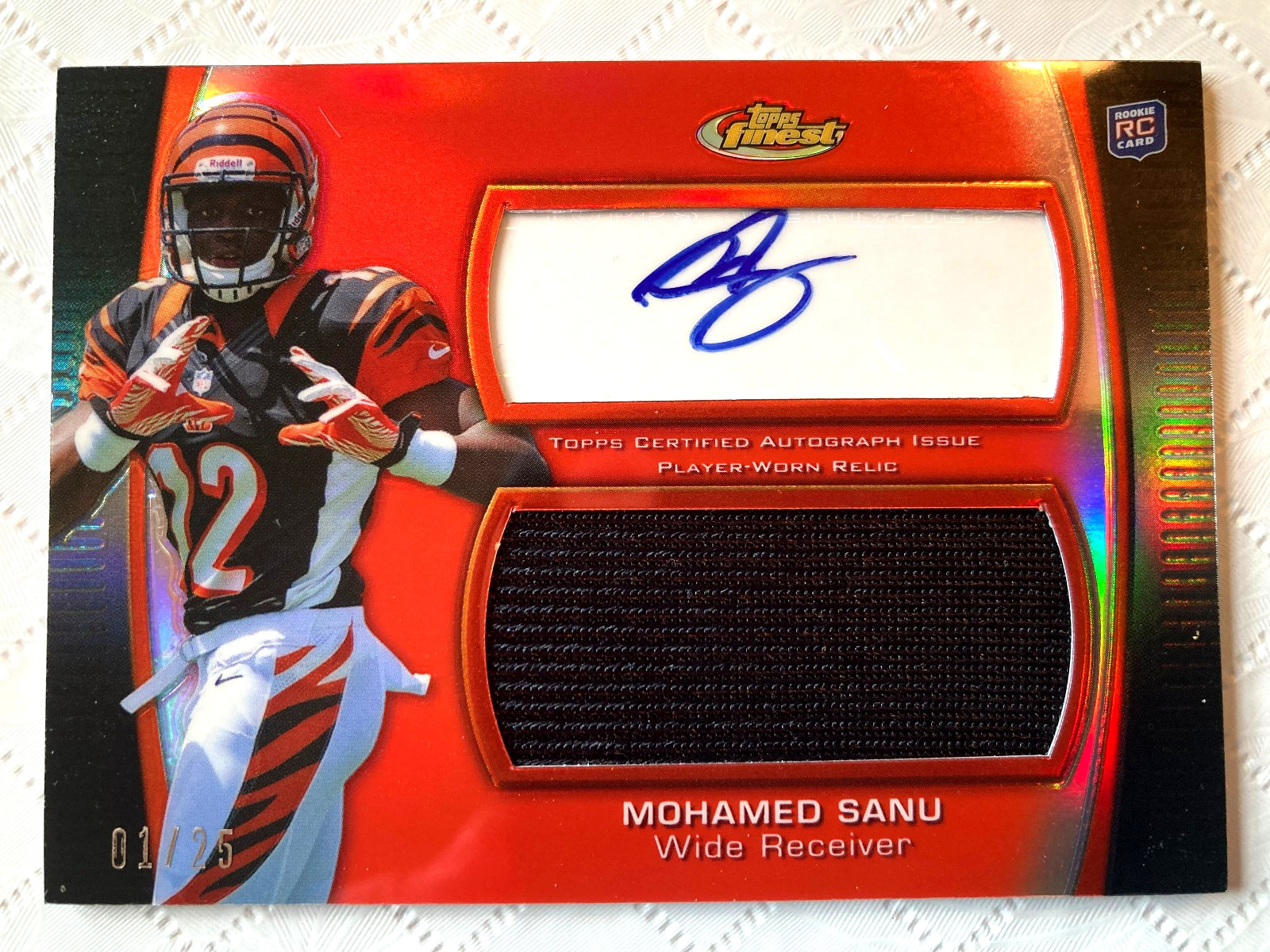 2012 Finest Red Refractor Rookie Fabrics Mohamed Sanu Auto /25 Bengals Rutgers 2012 Finest Red Refractor Rookie Fabrics Mohamed Sanu Auto /25 Bengals Rutgers