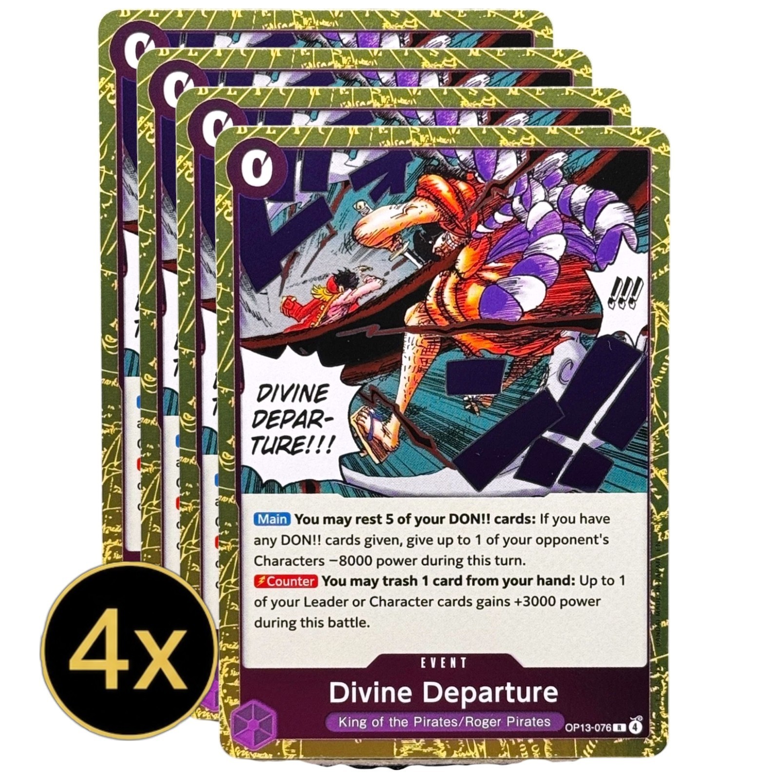 4x Divine Departure OP13 One Piece Foil Playset NM #OP13-076 4x Divine Departure OP13 One Piece Foil Playset NM #OP13-076