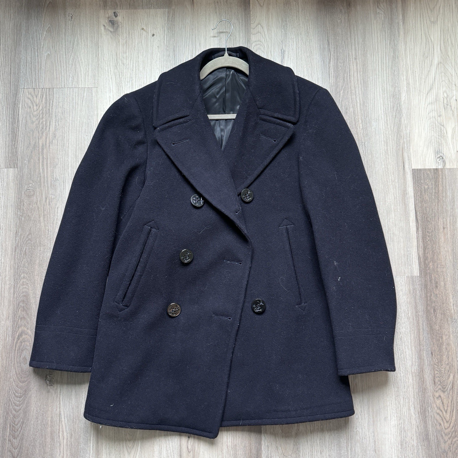Original WW2 U.S. Navy Sailor\'s Named Navy Blue Wool Pea Coat, Named to Sailor
