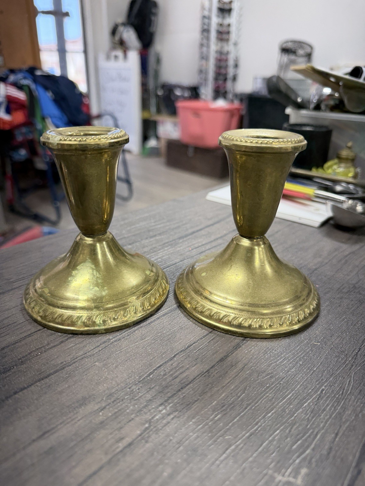 Vintage Pair Of Brass Candlestick Holders