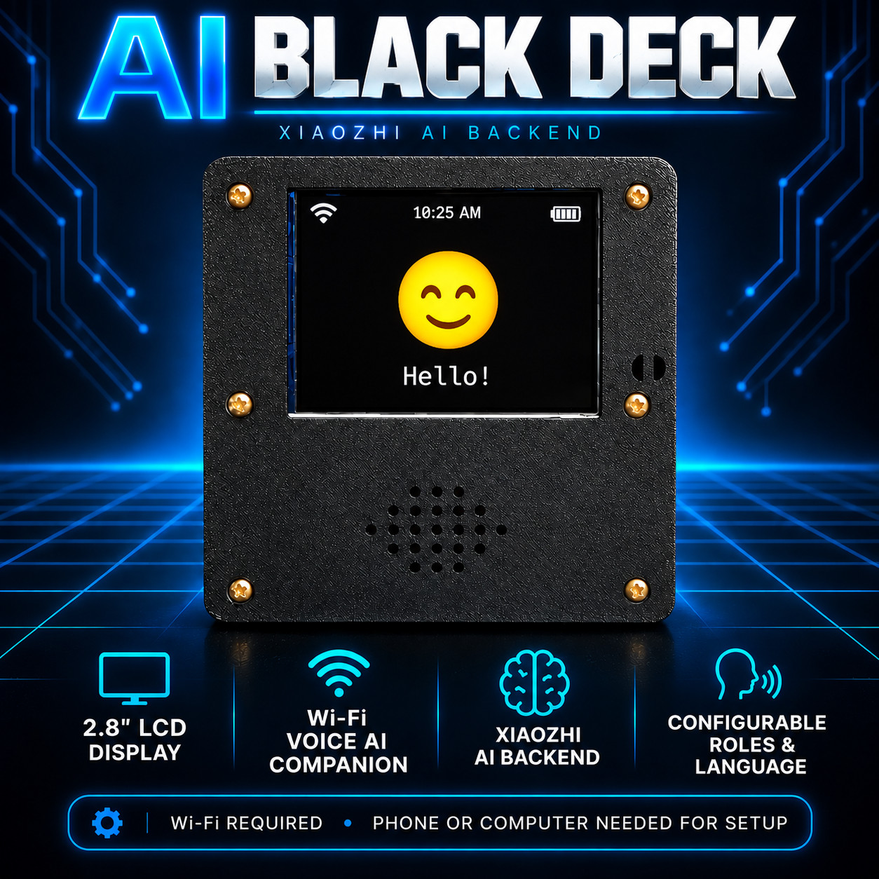 Dutch CyberWorks Black Deck AI Companion 2.8in ESP32-S3 Voice Assistant