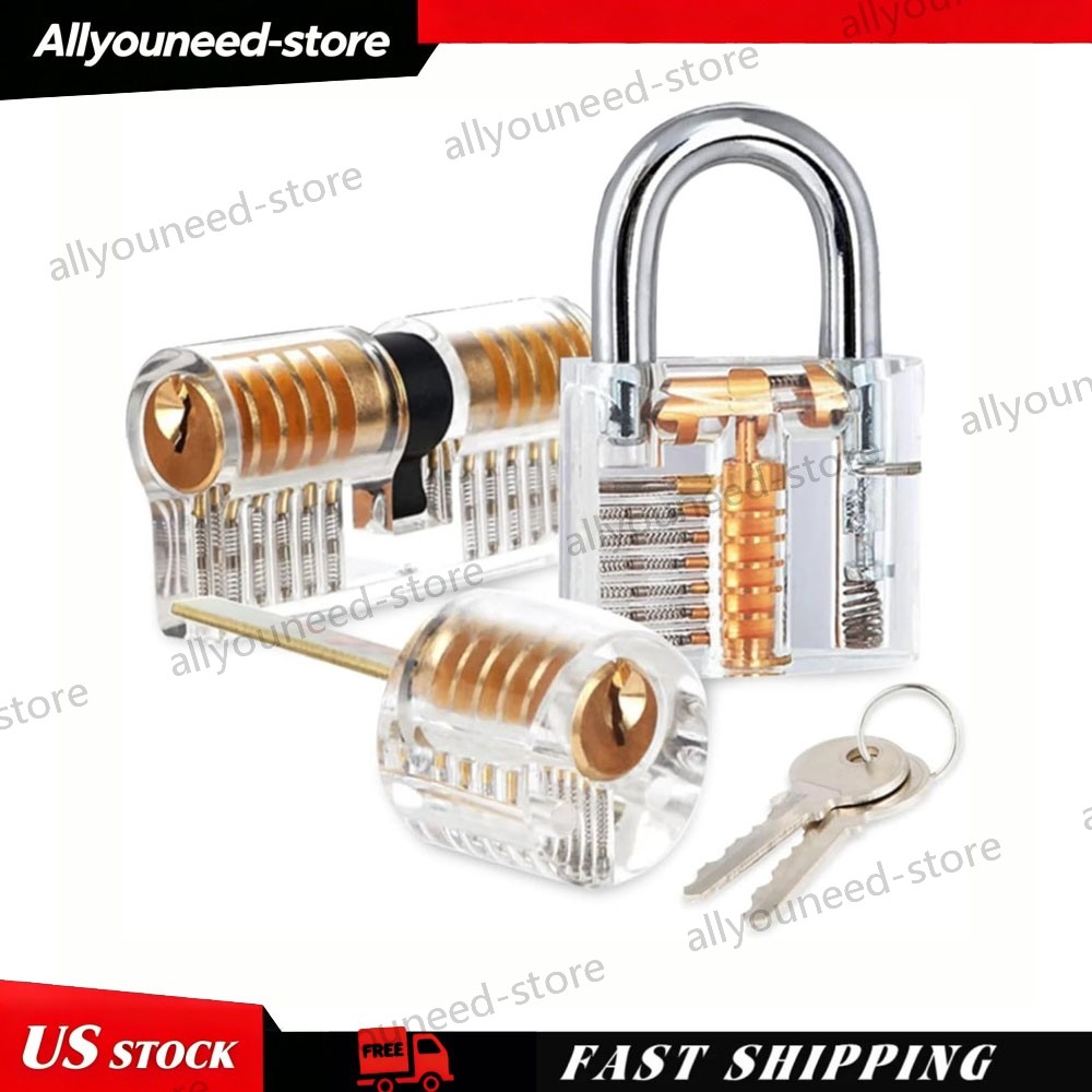 3Set Acrylic CLEAR Practice Lock Transparent Cutaway Pin Tumbler Lock