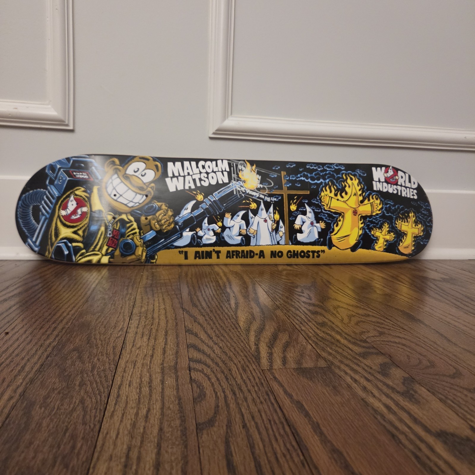 Signed Vintage World Industries Malcolm Watson SKATEBOARD DECK Ghostbusters Klan