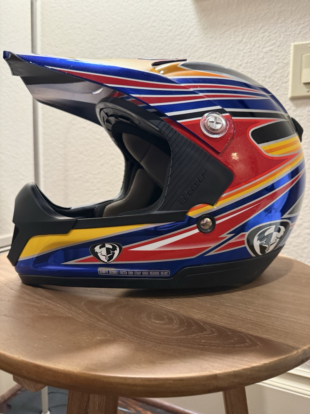 Vintage Thor SVR Youth Motocross Helmet 2004 2005 Retro MX BMX Red Blue