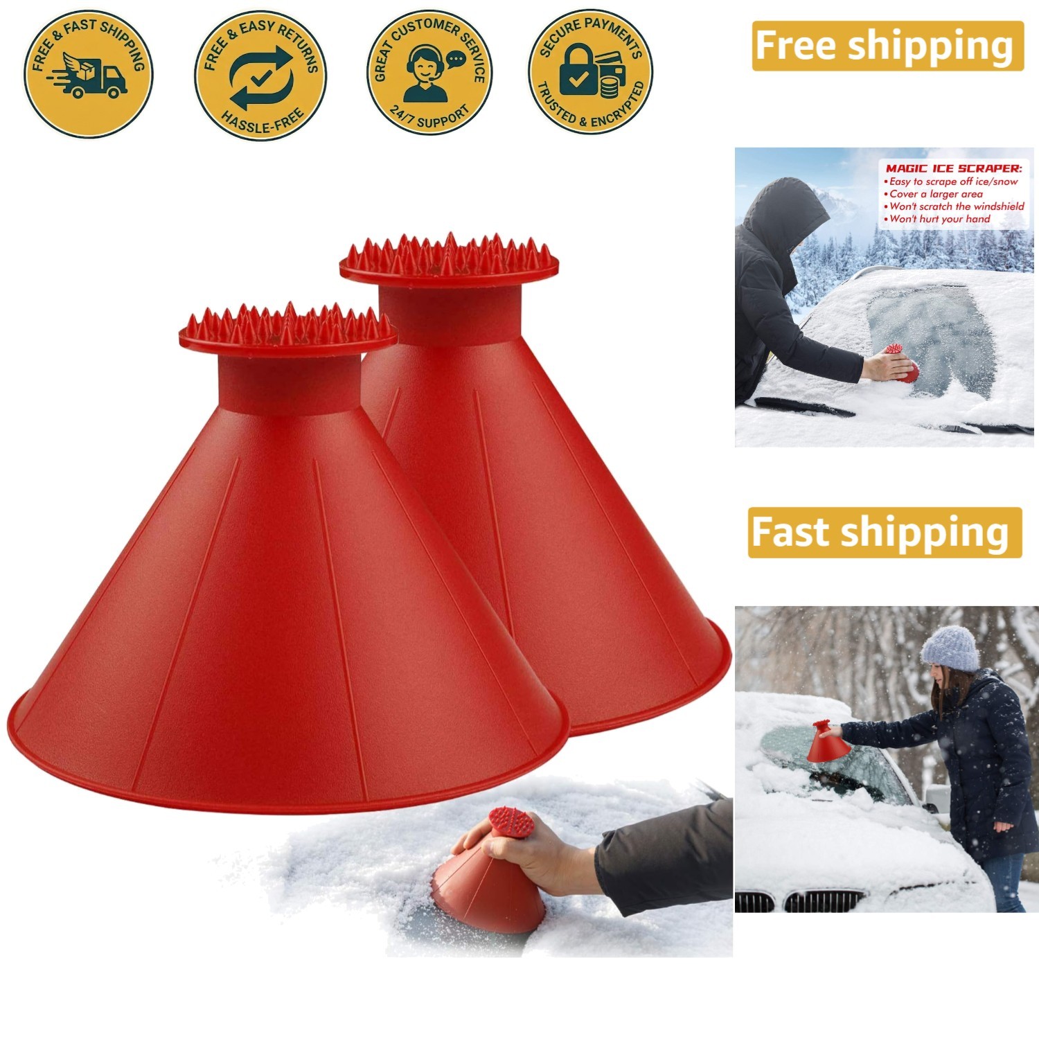 2Pcs Magical Car Ice Scraper - Effortless Frost Removal Tool for Windshields
