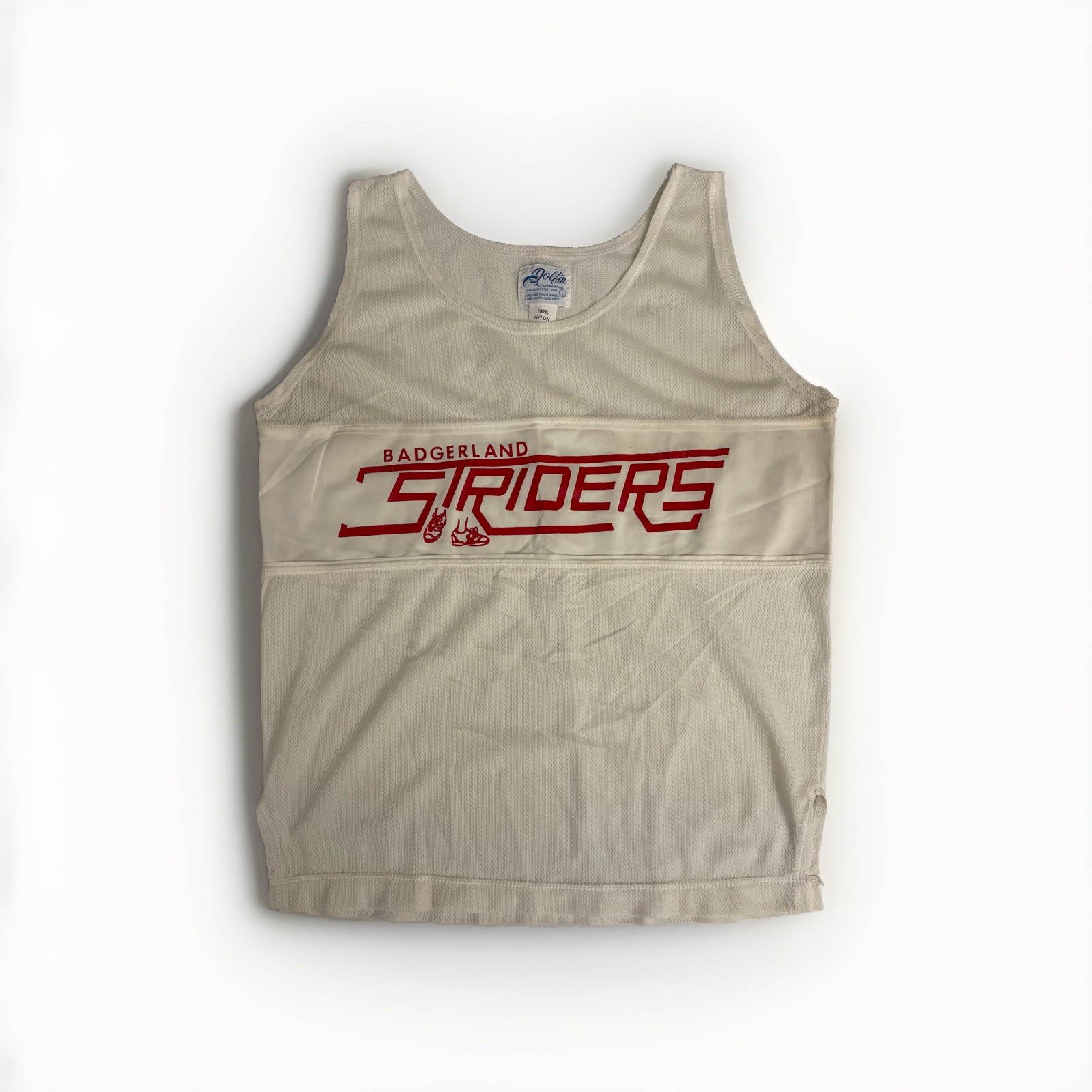 VTG  70s 80s WISCONSIN Badgerland Striders Running Tank MensLarge Made In USA