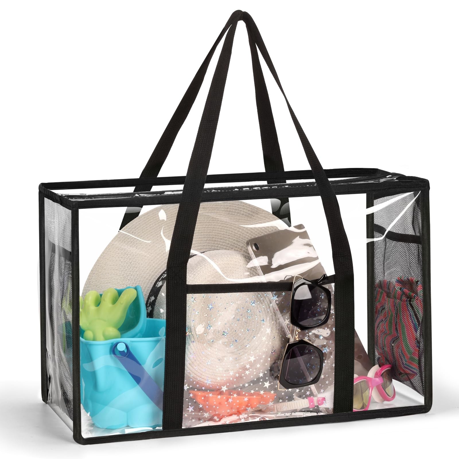 SummitFlare Clear Beach Tote Bag - Waterproof PVC Stadium Approved - Extra La