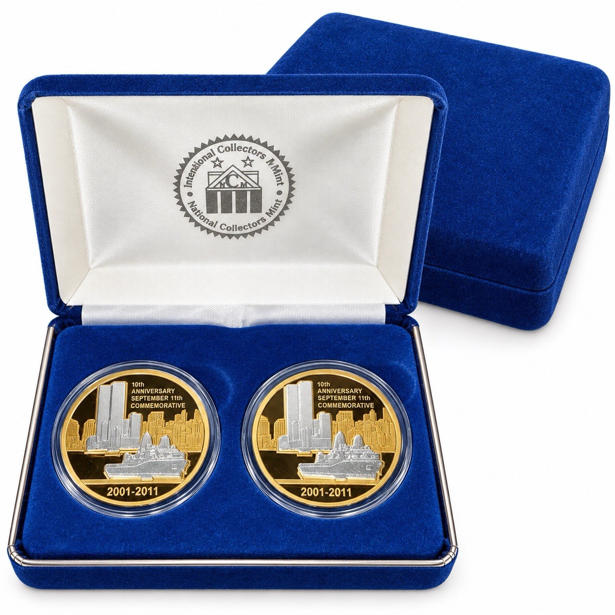 International Collectors Mint 9/11 10th Anniversary Medal Set (2) 2001-2011 Box