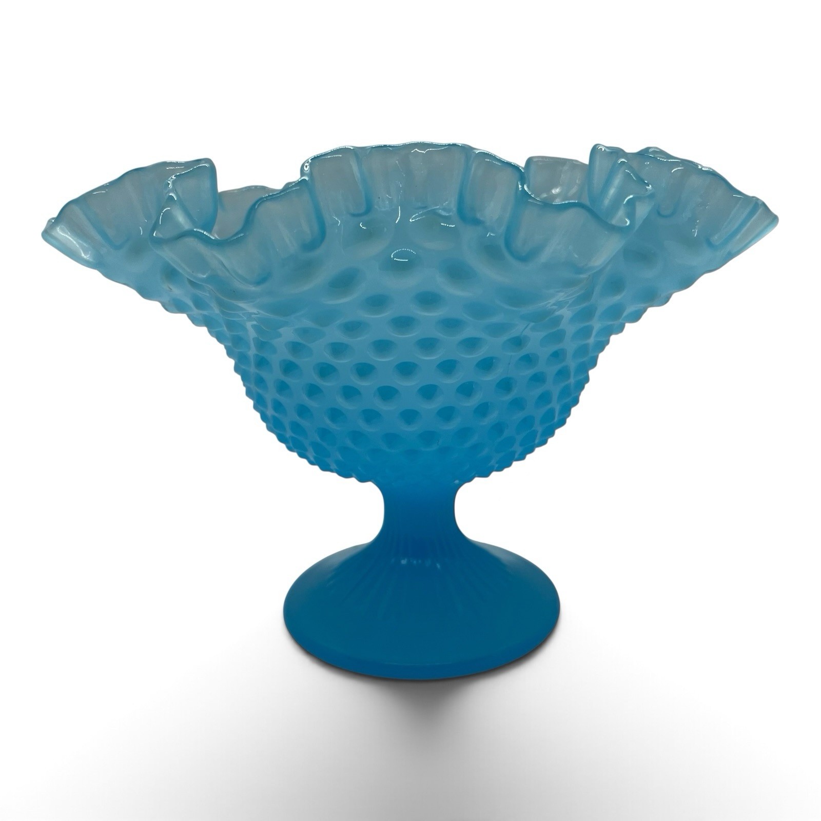Vintage Fenton Blue Opalescent Hobnail Glass 9.5