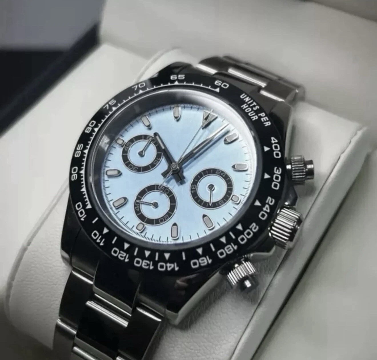 Custom 39mm Ice Blue Seitona Mod Watch w/ VK63 Chronograph Custom 39mm Ice Blue Seitona Mod Watch w/ VK63 Chronograph