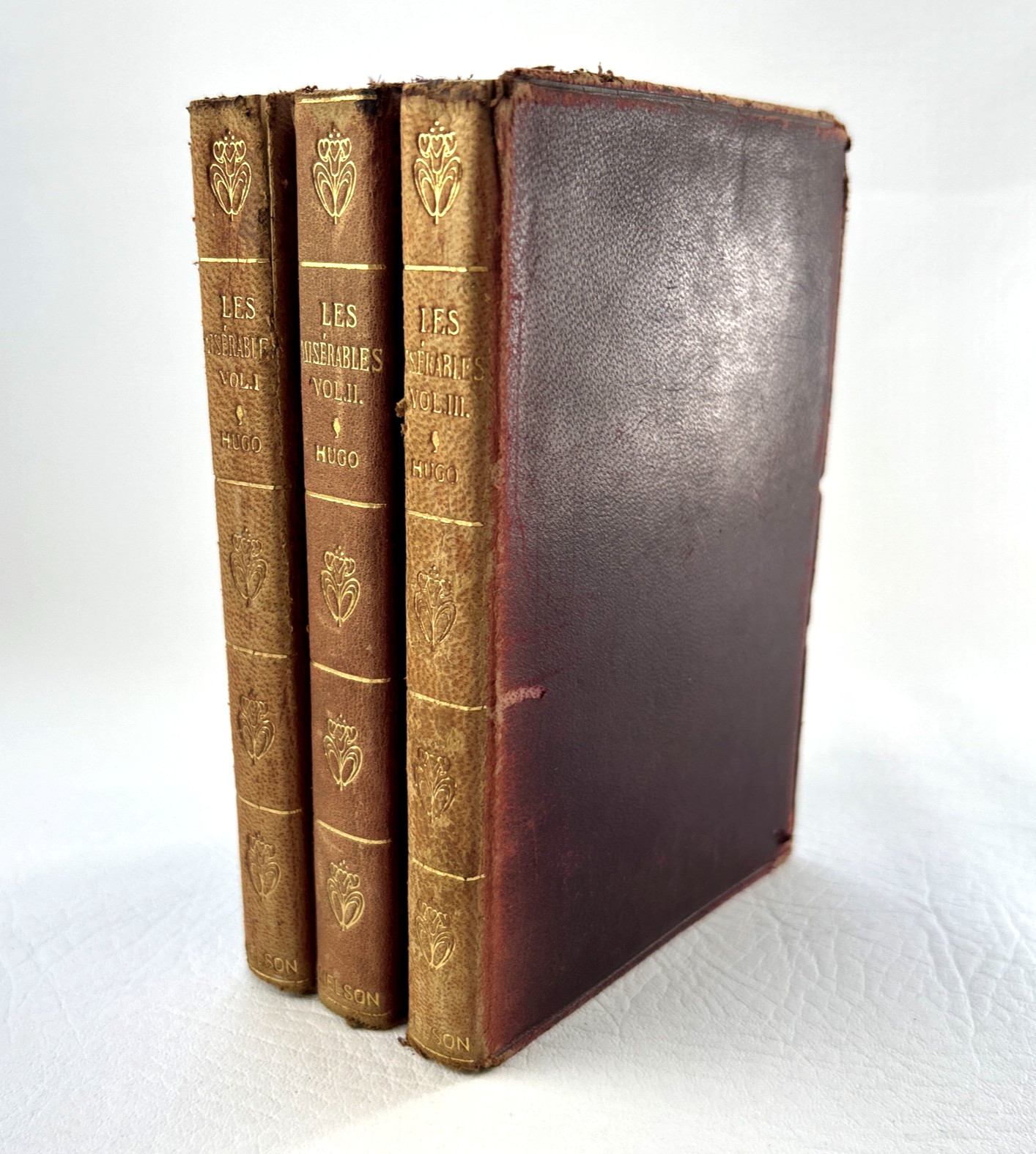 Les Miserables Victor Hugo 1900 Antique 3 Vol Set French Classic Literature