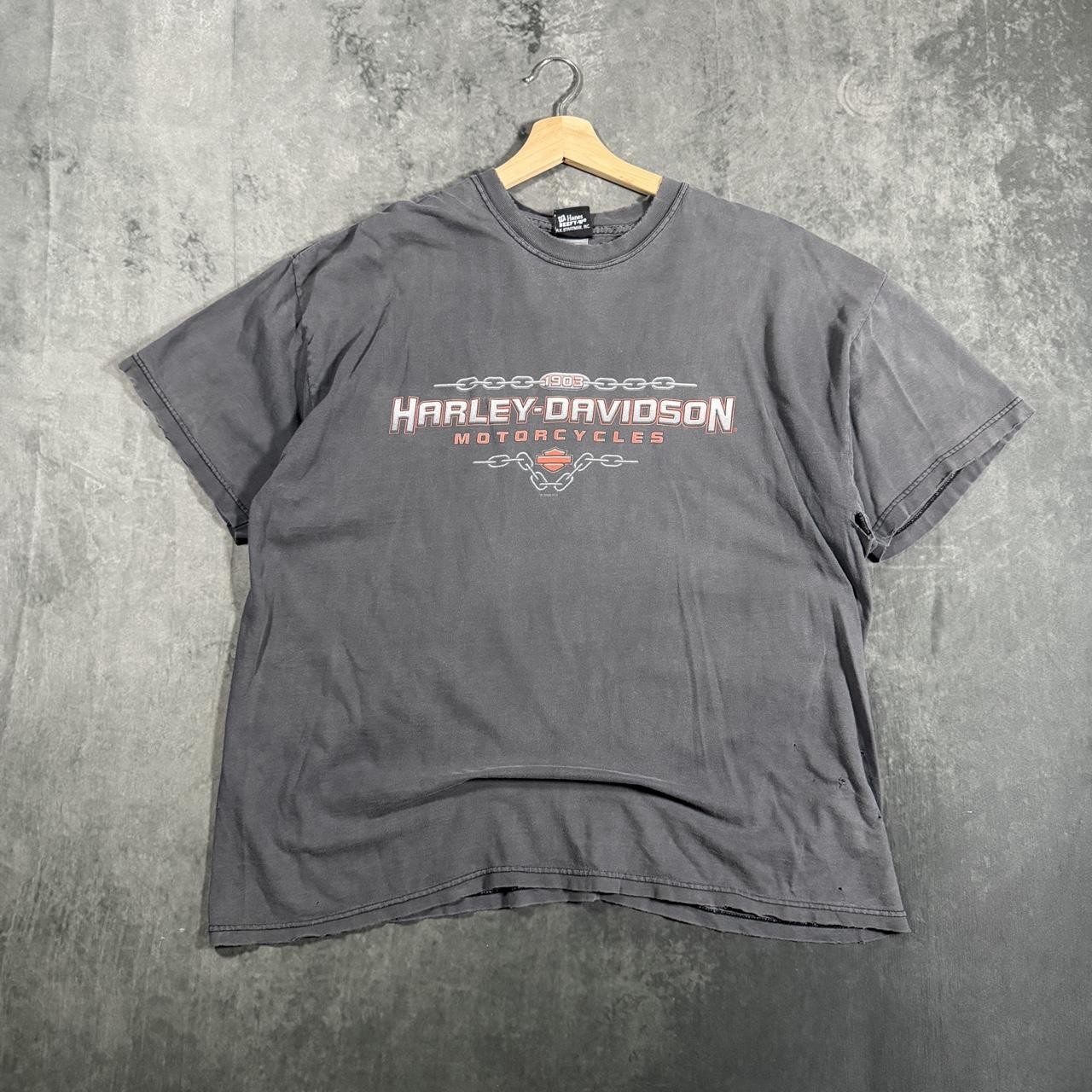 Vintage 2002 Harley Davidson Shirt Men 2XL Faded Black Chain Graphic Tee Y2K Vintage 2002 Harley Davidson Shirt Men 2XL Faded Black Chain Graphic Tee Y2K