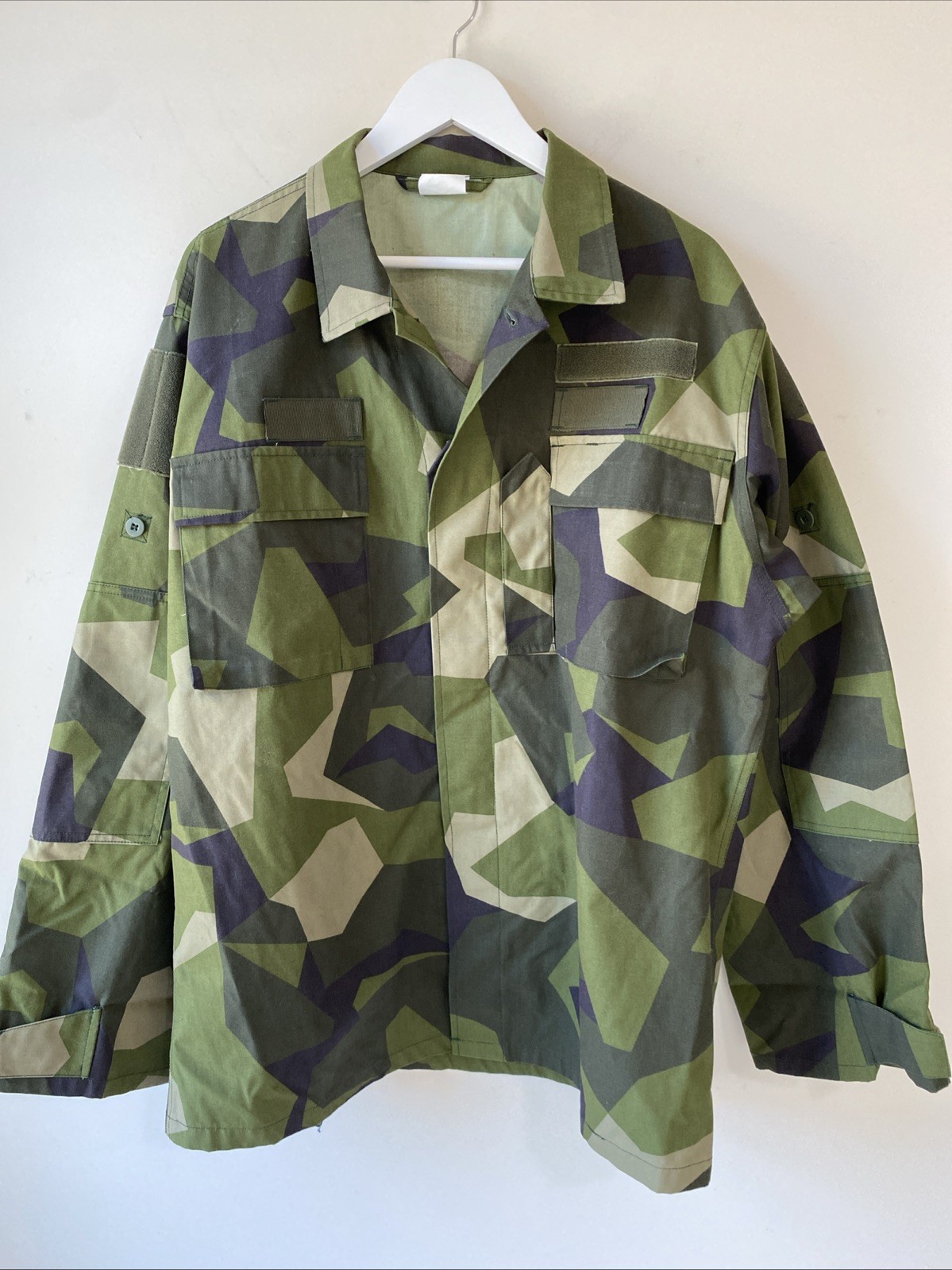Original Swedish Army M90 Splinter Camouflage Field Combat Shirt Size XL Long