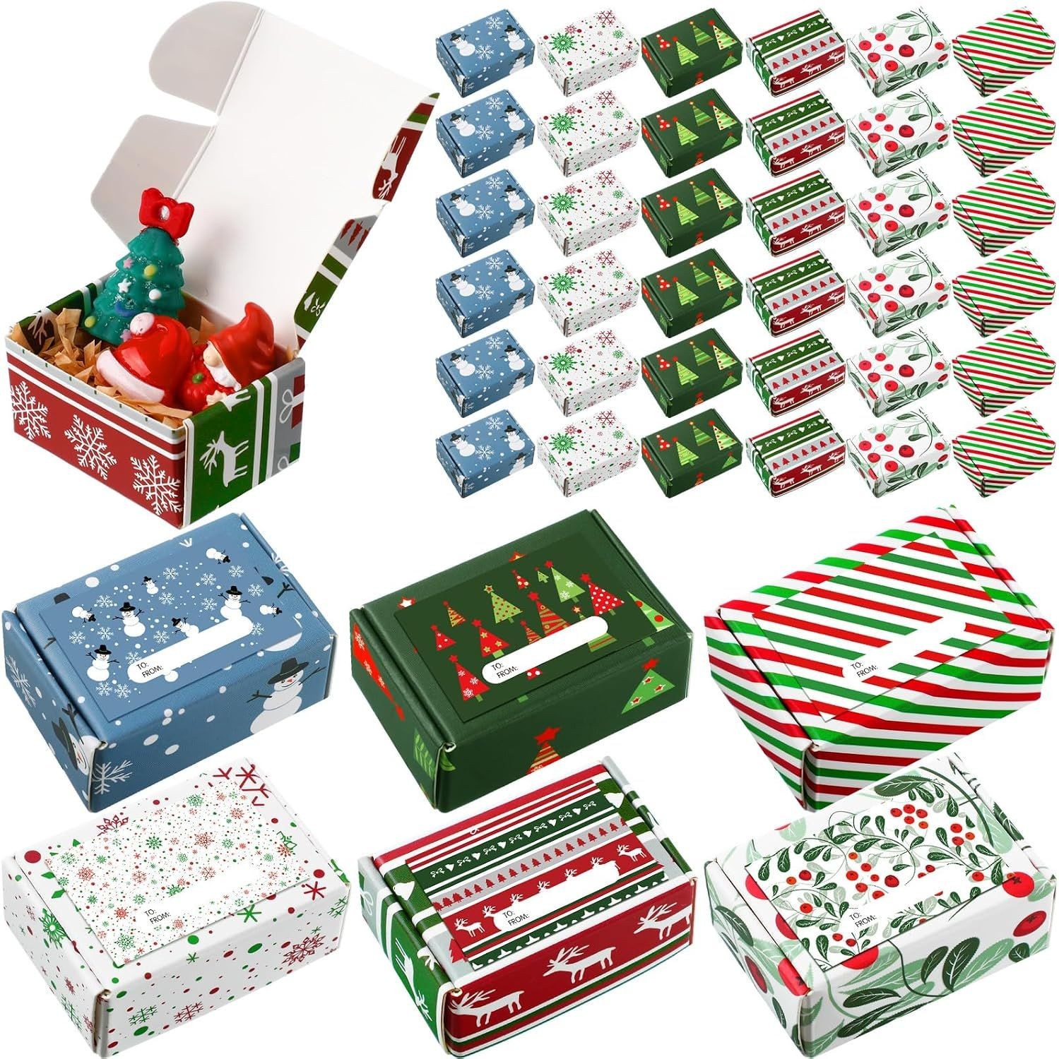 80 Sets Shipping Boxes, Mini, DIY, with Shipping Labels, Christmas 80 Sets Shipping Boxes, Mini, DIY, with Shipping Labels, Christmas