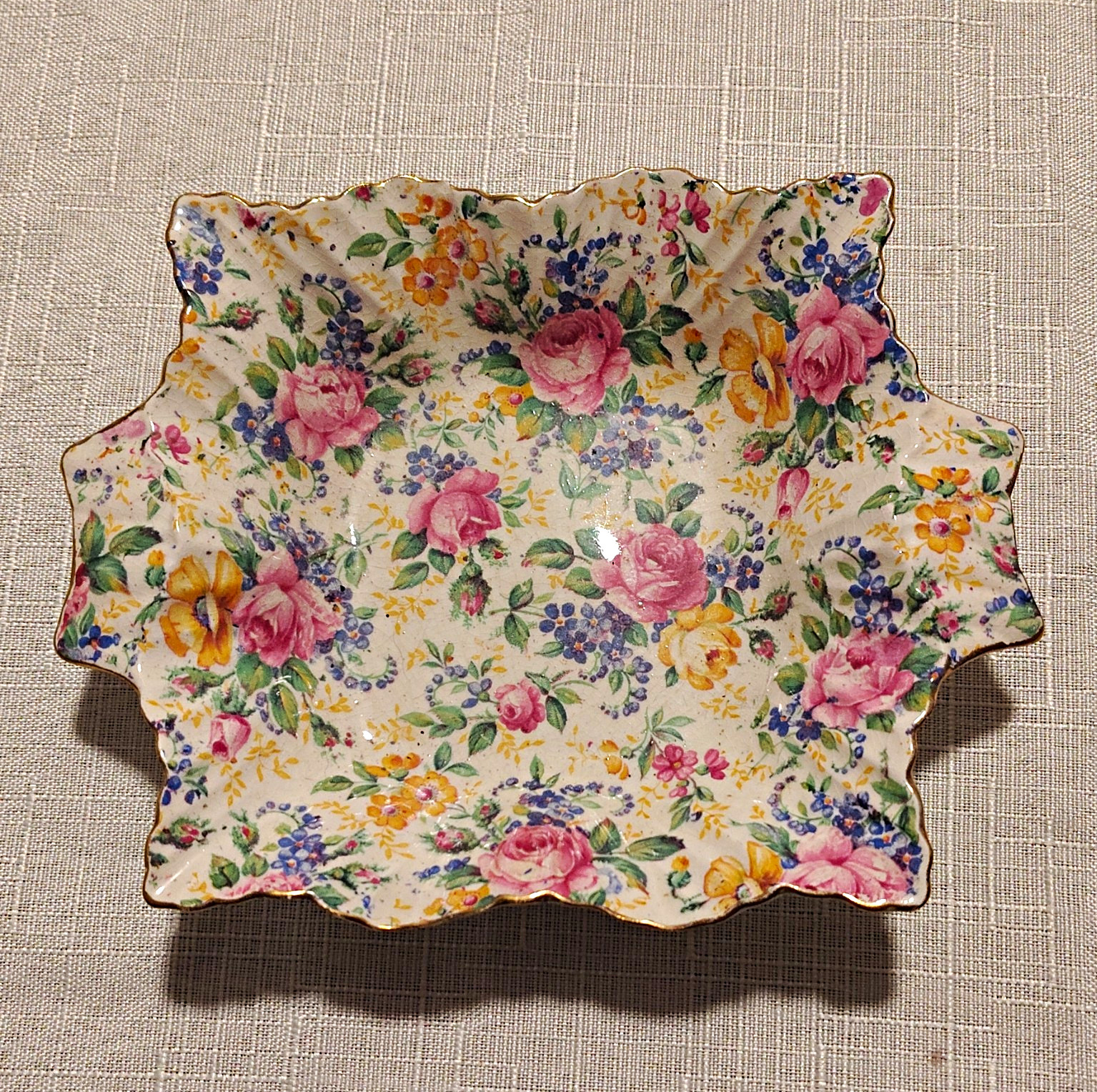 James Kent Ltd Rosedale Floral Square Ceramic Dish, Made in England, Printed James Kent Ltd Rosedale Floral Square Ceramic Dish, Made in England, Printed