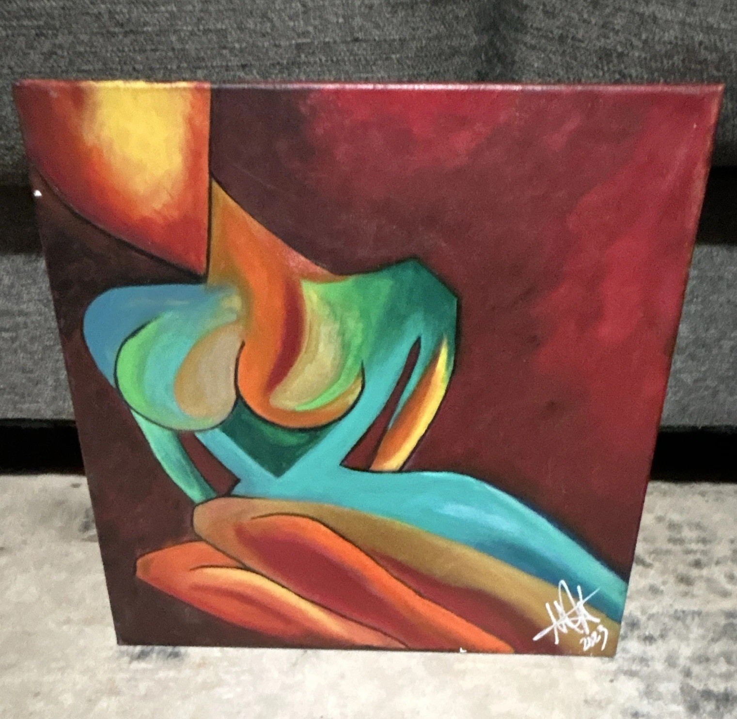 Signed Original Abstract Canvas Painting 14x14 in Unframed, 2023 Signed Original Abstract Canvas Painting 14x14 in Unframed, 2023