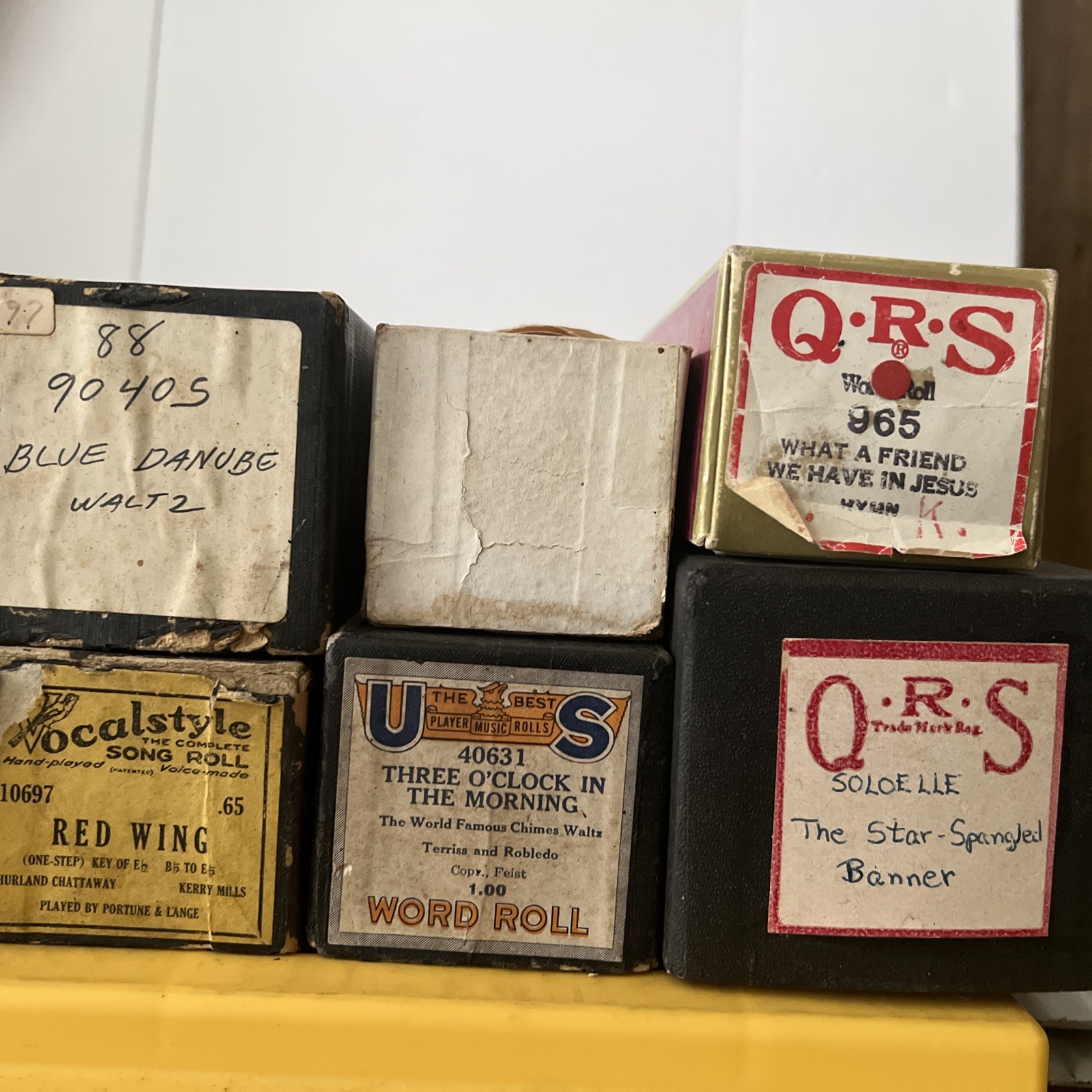 Antique Player Piano Rolls Lot of 6 w/ Boxes Are In Very Good Cond. See photo's Antique Player Piano Rolls Lot of 6 w/ Boxes Are In Very Good Cond. See photo's