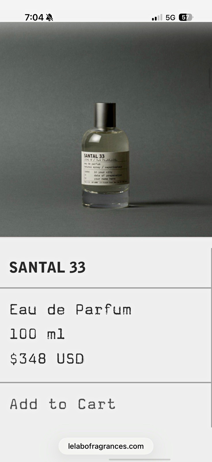 Le Labo Santal 33 Eau de Parfum Spray, 100 ml Sandalwood Regular Size Le Labo Santal 33 Eau de Parfum Spray, 100 ml Sandalwood Regular Size