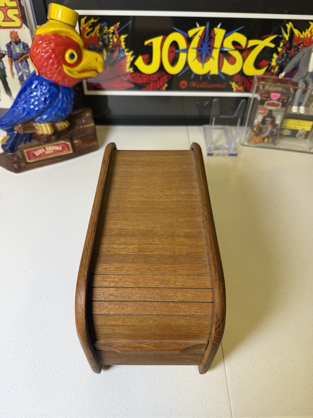 Vintage MCM Kalmar Designs Teak Wood Roll-Top CD Floppy Disk Holder Tambour Box Vintage MCM Kalmar Designs Teak Wood Roll-Top CD Floppy Disk Holder Tambour Box