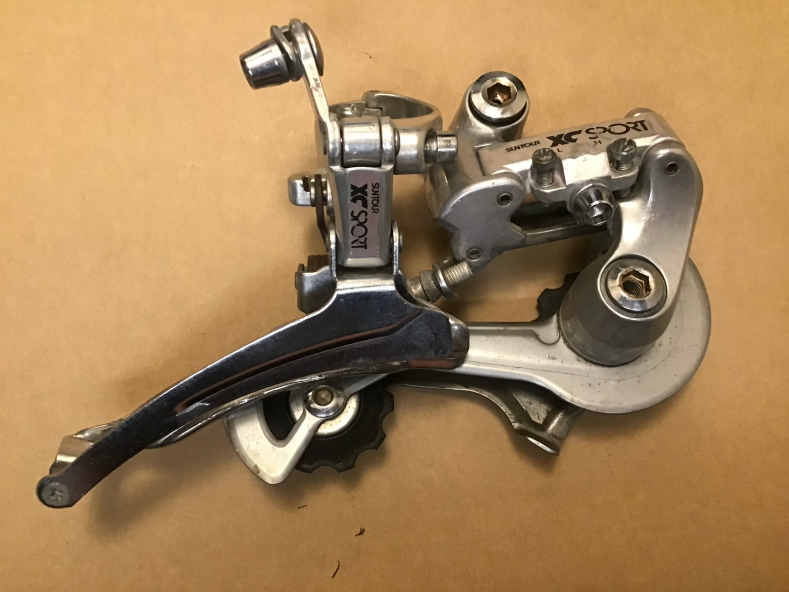 Suntour XC Sport Front & Rear Derailleurs Long Cage Bolt-On 80s MTB Japan 28.6 Suntour XC Sport Front & Rear Derailleurs Long Cage Bolt-On 80s MTB Japan 28.6