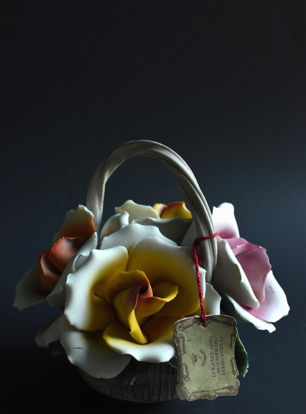 VTG Capodimonte Style Porcelain Basket of Roses w/ Tag | Made in Italy AS IS VTG Capodimonte Style Porcelain Basket of Roses w/ Tag | Made in Italy AS IS